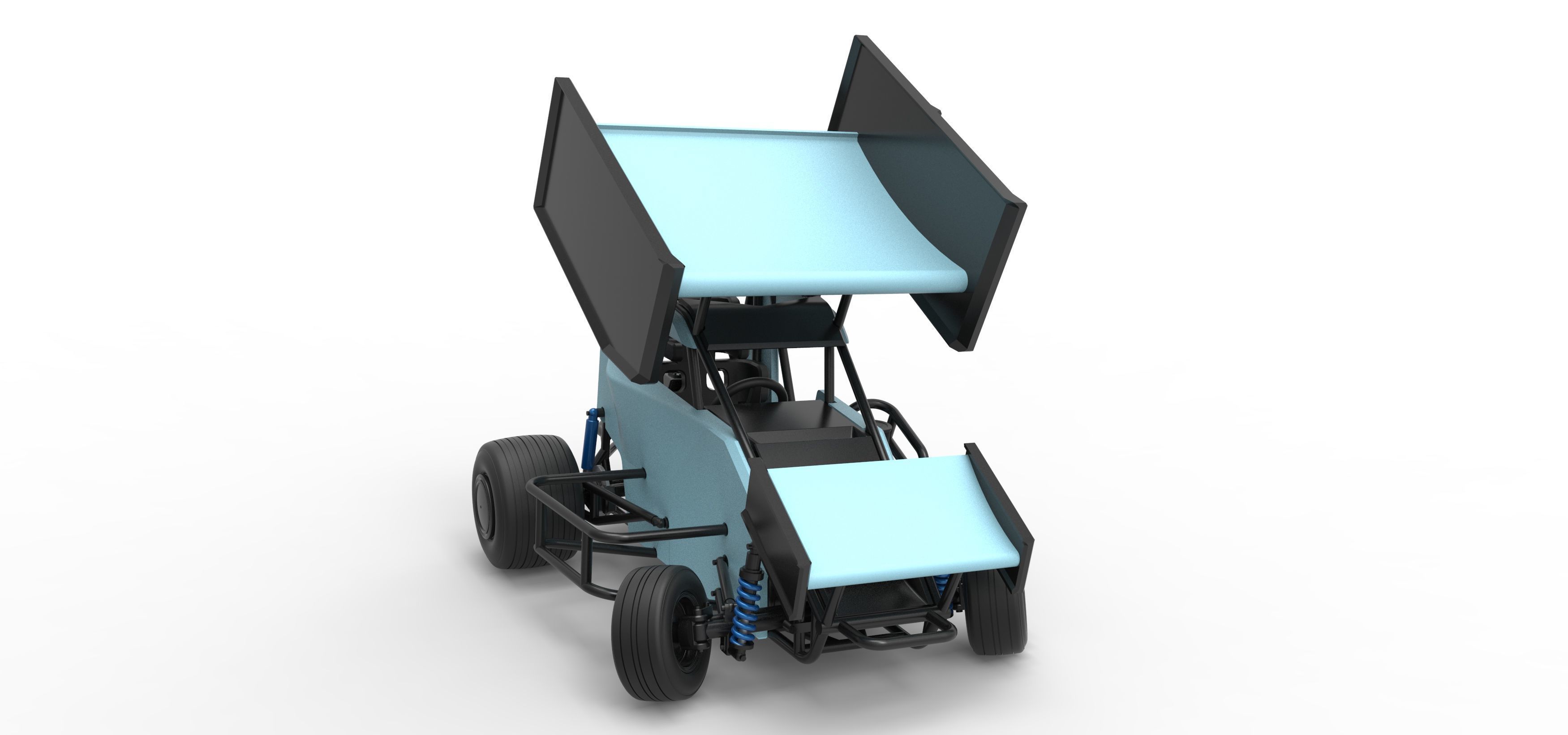 Winged 600 Micro sprint car while turning Scale 1 to 25 3D print model_27
