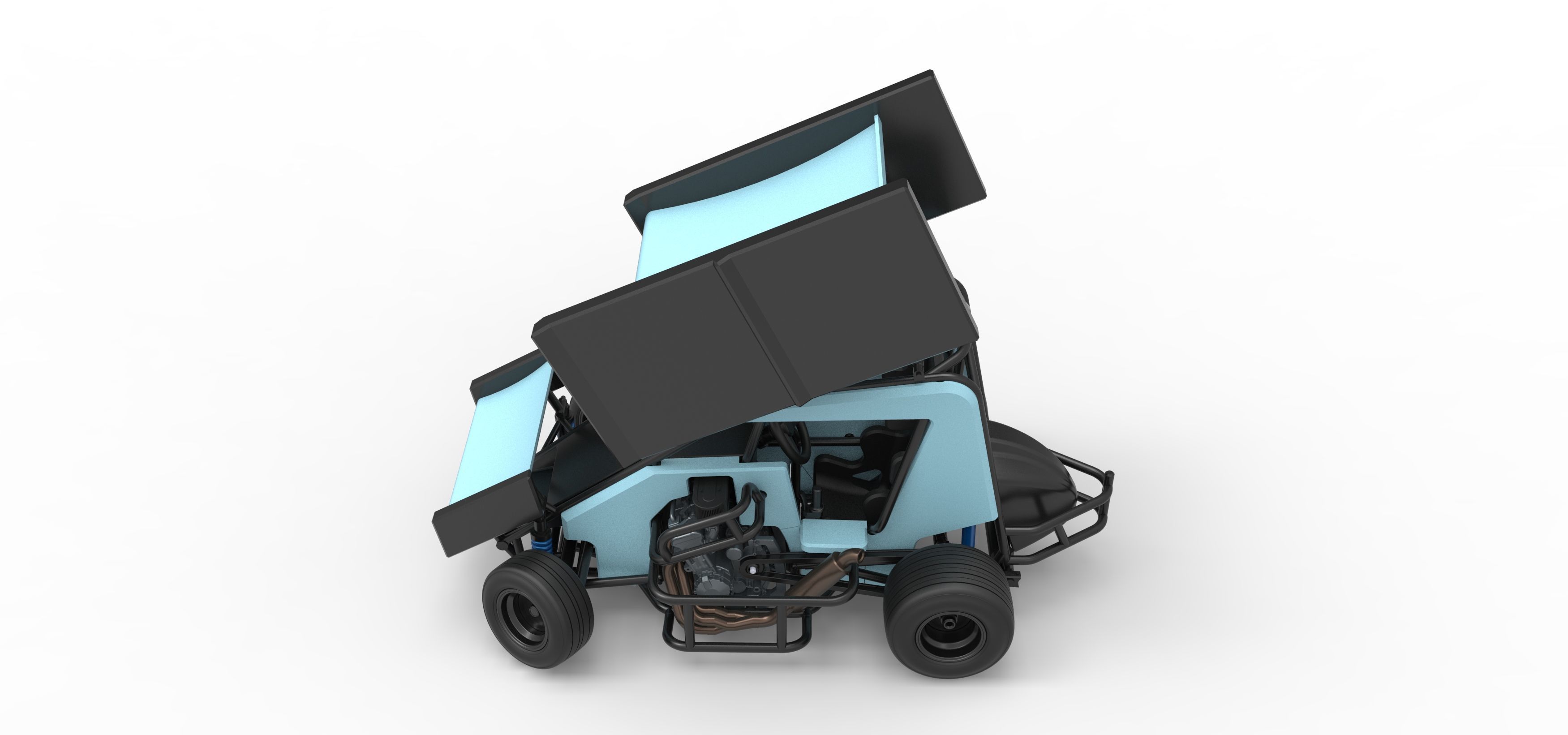 Winged 600 Micro sprint car while turning Scale 1 to 25 3D print model_10