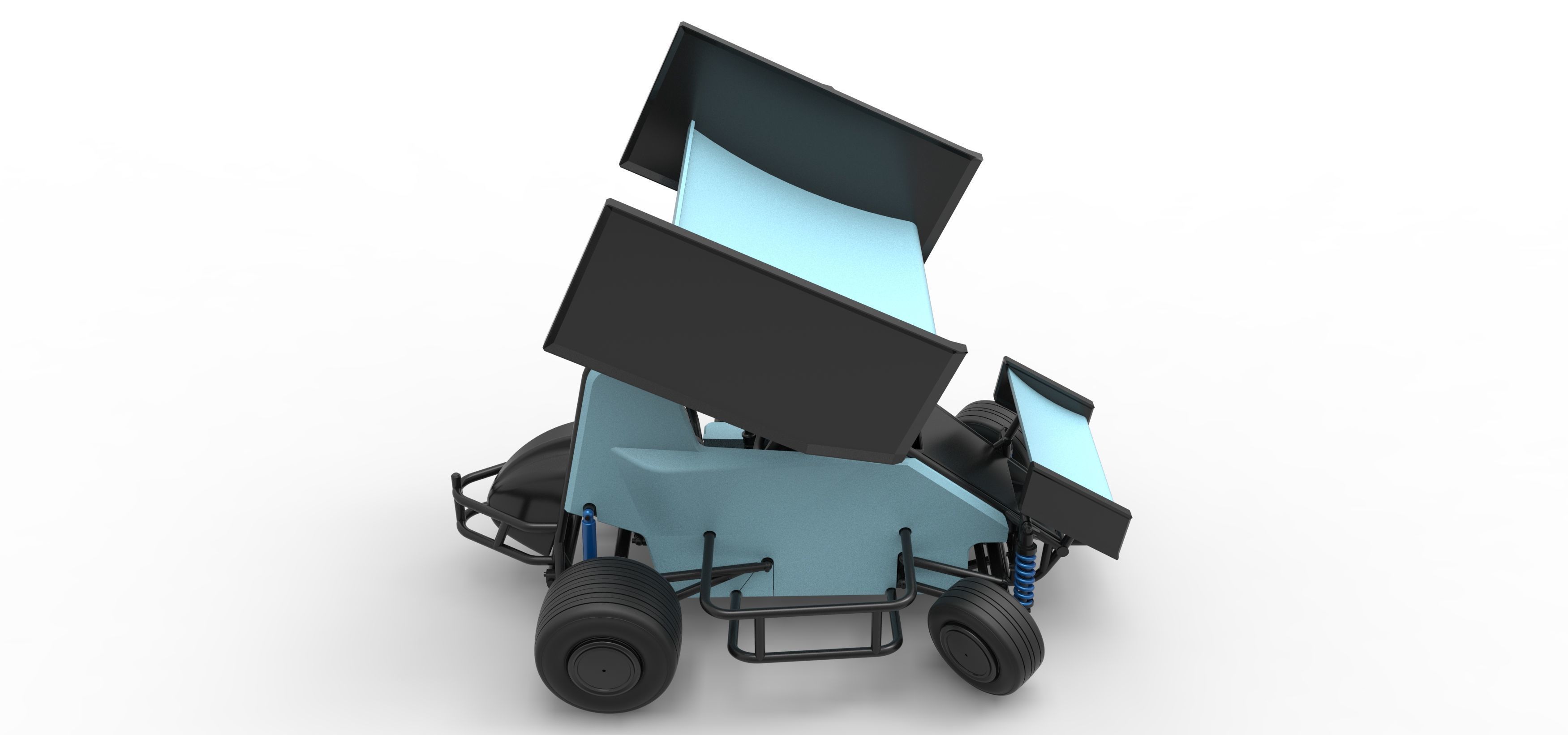 Winged 600 Micro sprint car while turning Scale 1 to 25 3D print model_23
