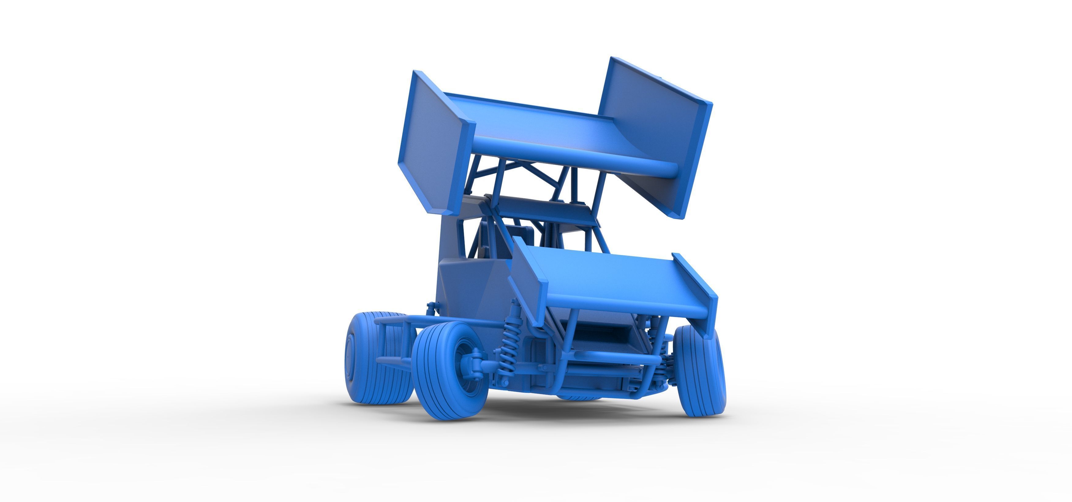 Winged 600 Micro sprint car while turning Scale 1 to 25 3D print model_55