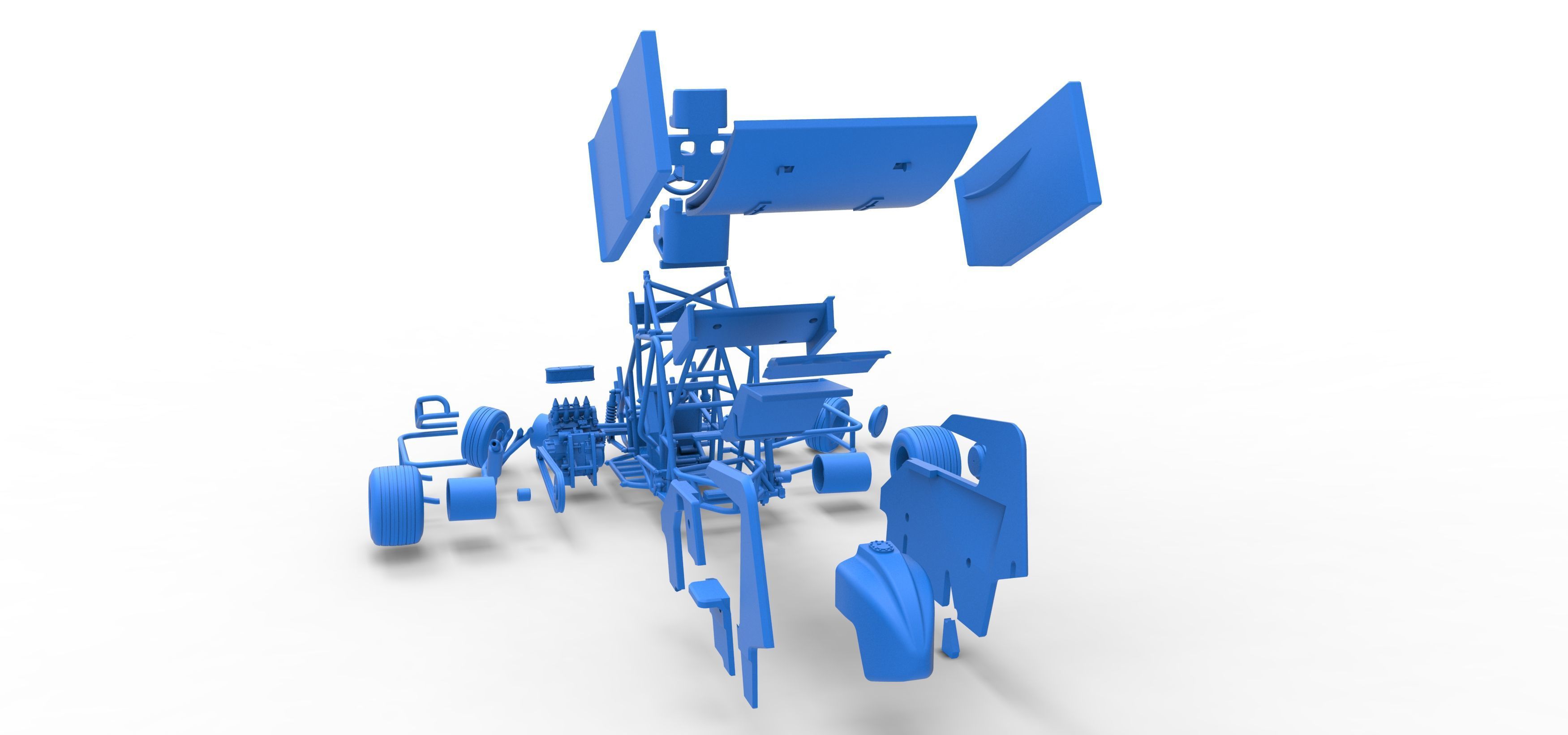Winged 600 Micro sprint car while turning Scale 1 to 25 3D print model_63