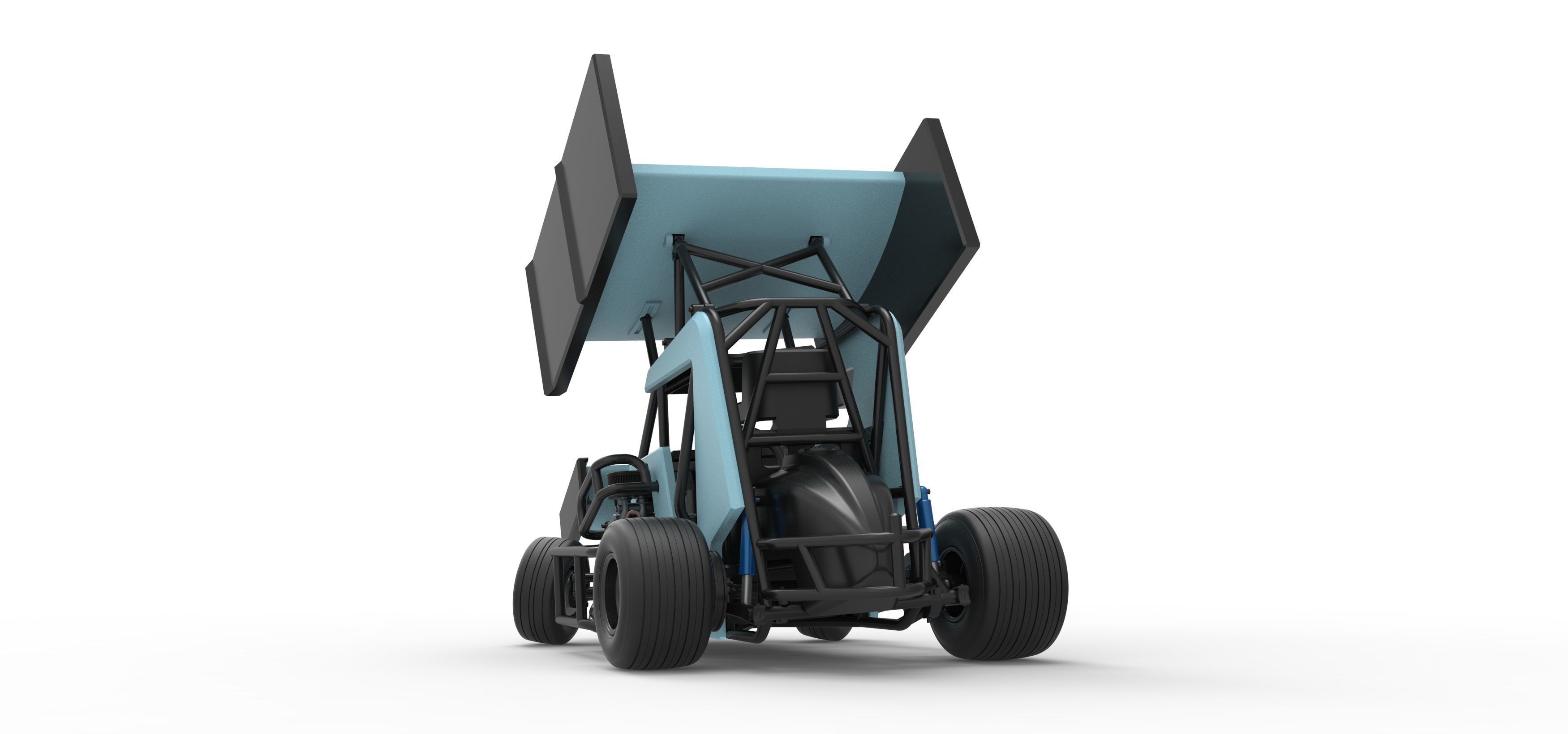 Winged 600 Micro sprint car while turning Scale 1 to 25 3D print model_15