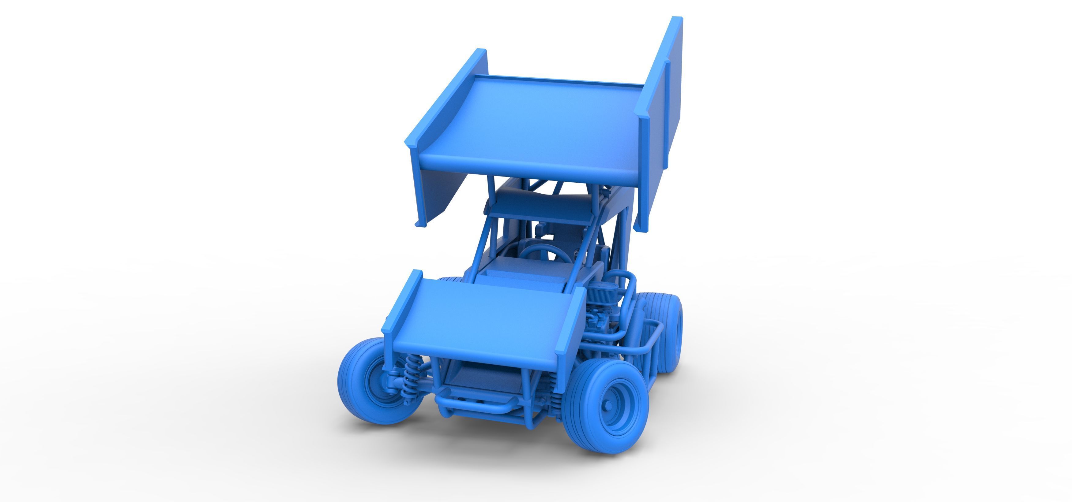 Winged 600 Micro sprint car while turning Scale 1 to 25 3D print model_33