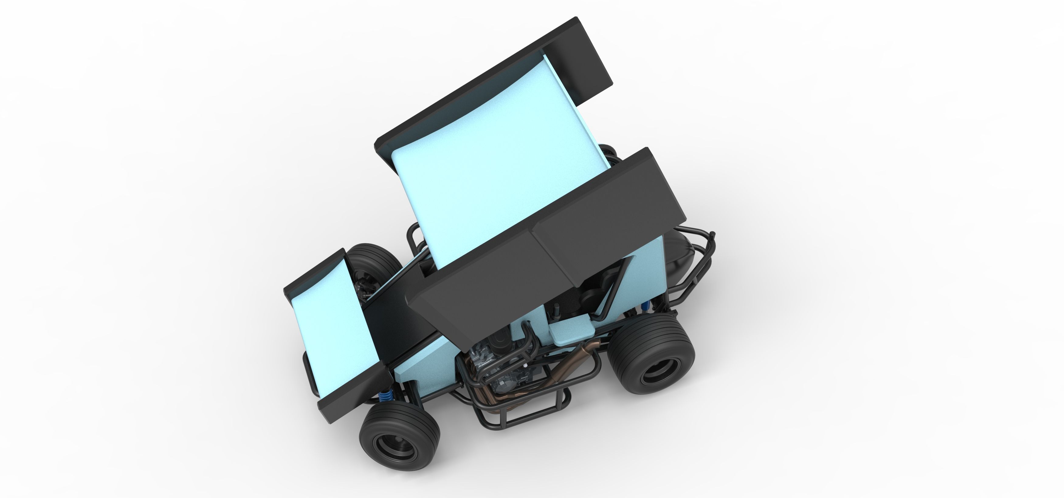 Winged 600 Micro sprint car while turning Scale 1 to 25 3D print model_4