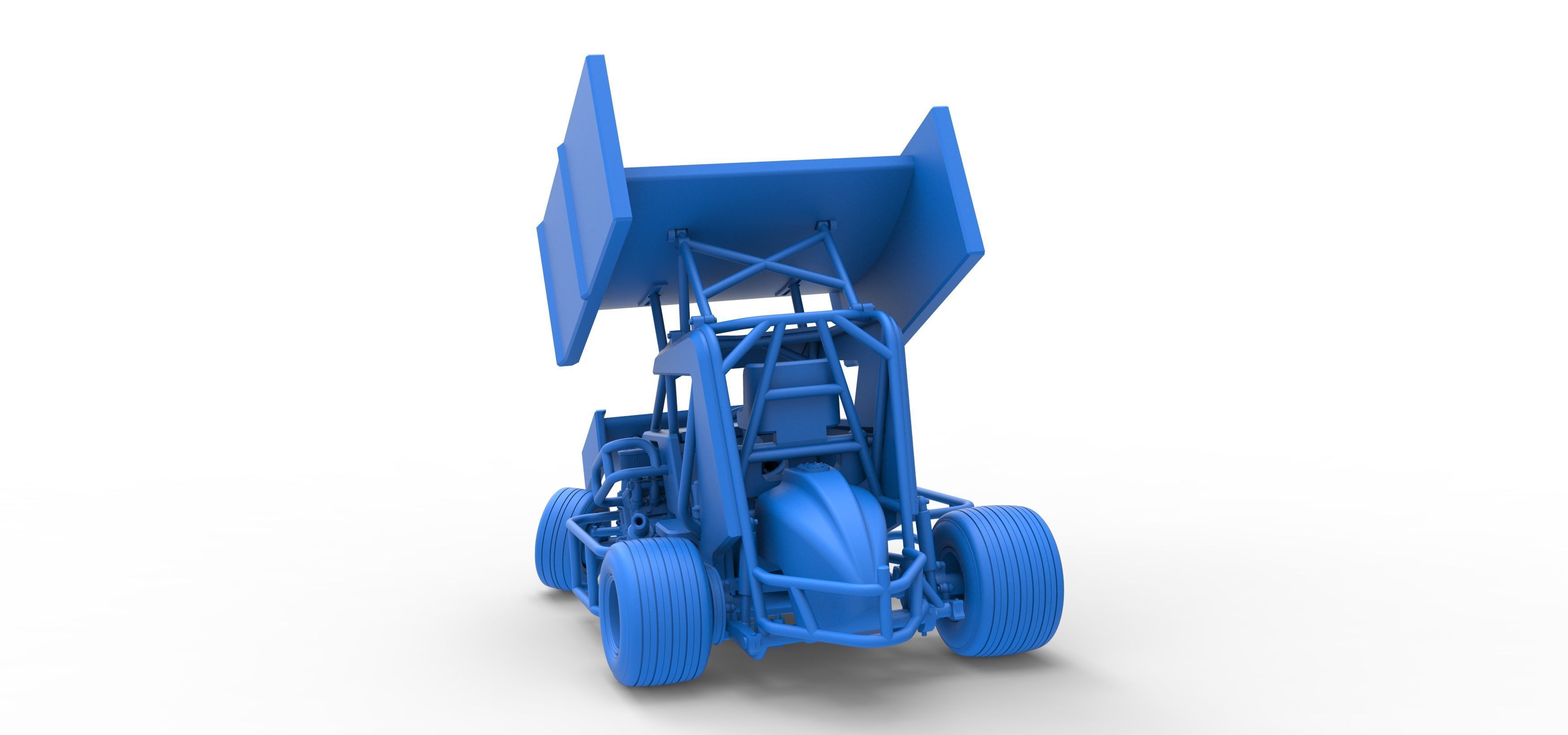 Winged 600 Micro sprint car while turning Scale 1 to 25 3D print model_42