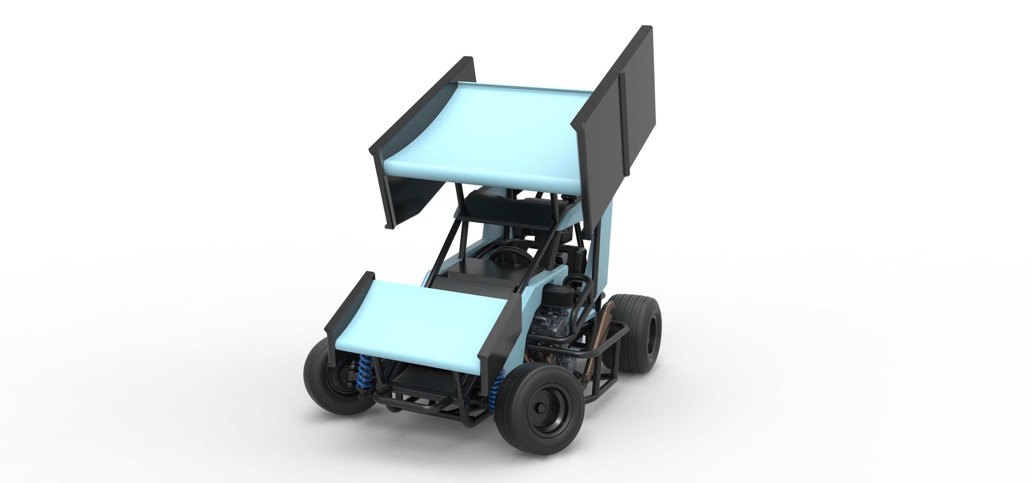 Winged 600 Micro sprint car while turning Scale 1 to 25 3D print model_5