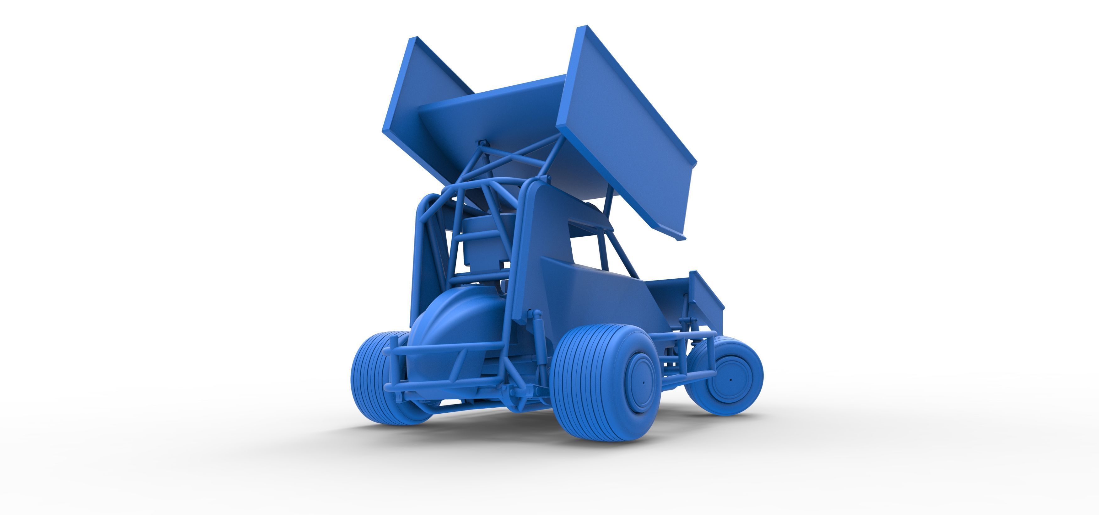 Winged 600 Micro sprint car while turning Scale 1 to 25 3D print model_47