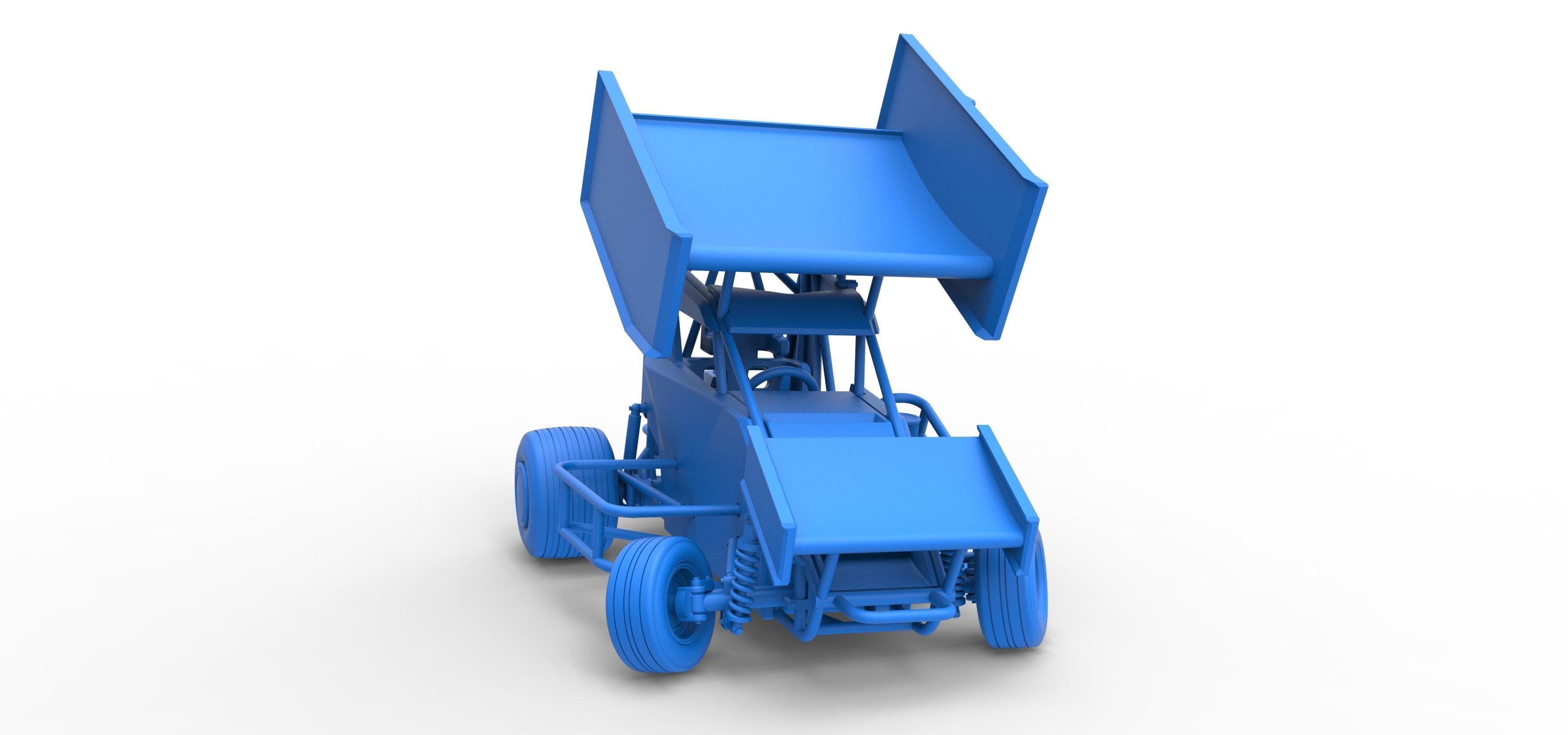 Winged 600 Micro sprint car while turning Scale 1 to 25 3D print model_54