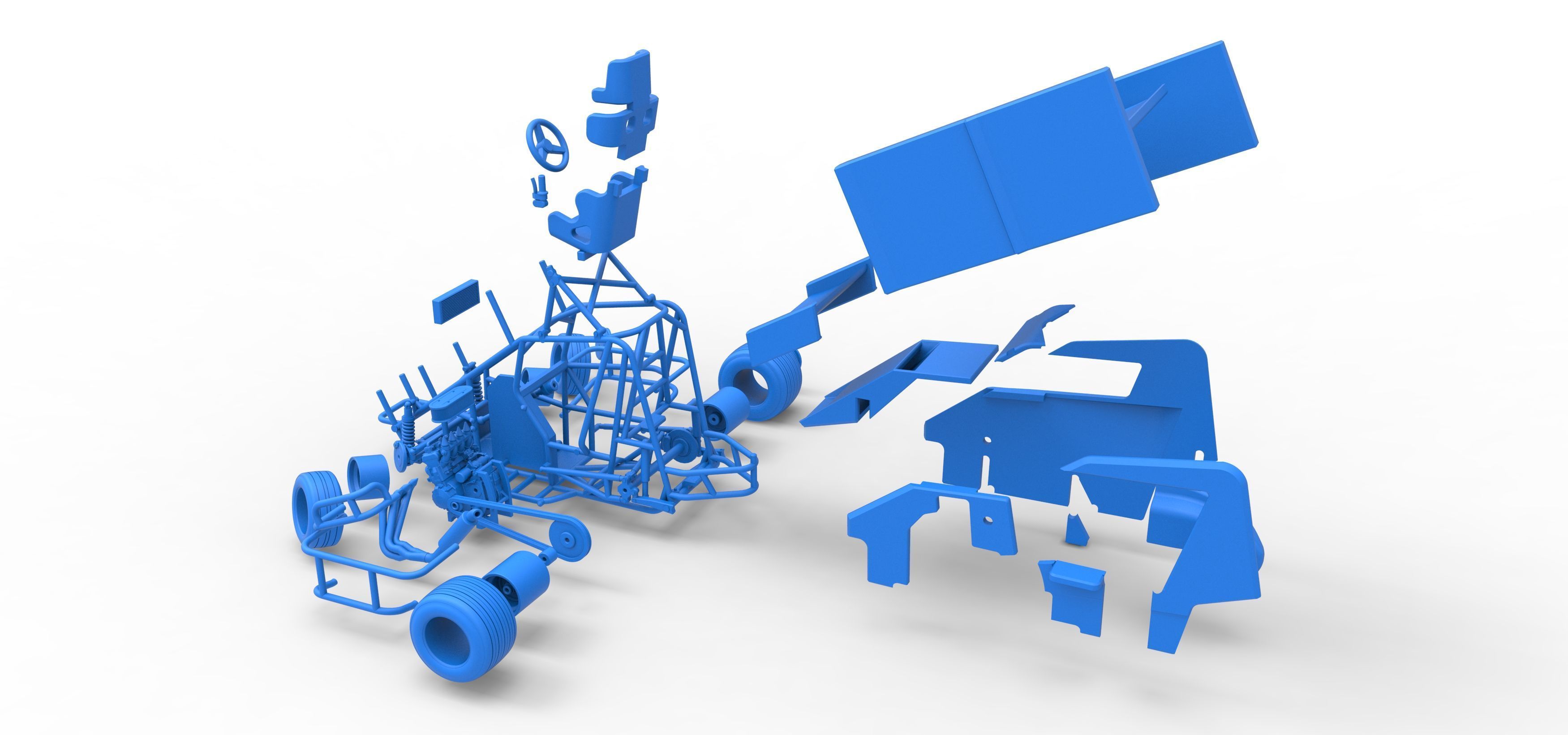 Winged 600 Micro sprint car while turning Scale 1 to 25 3D print model_62