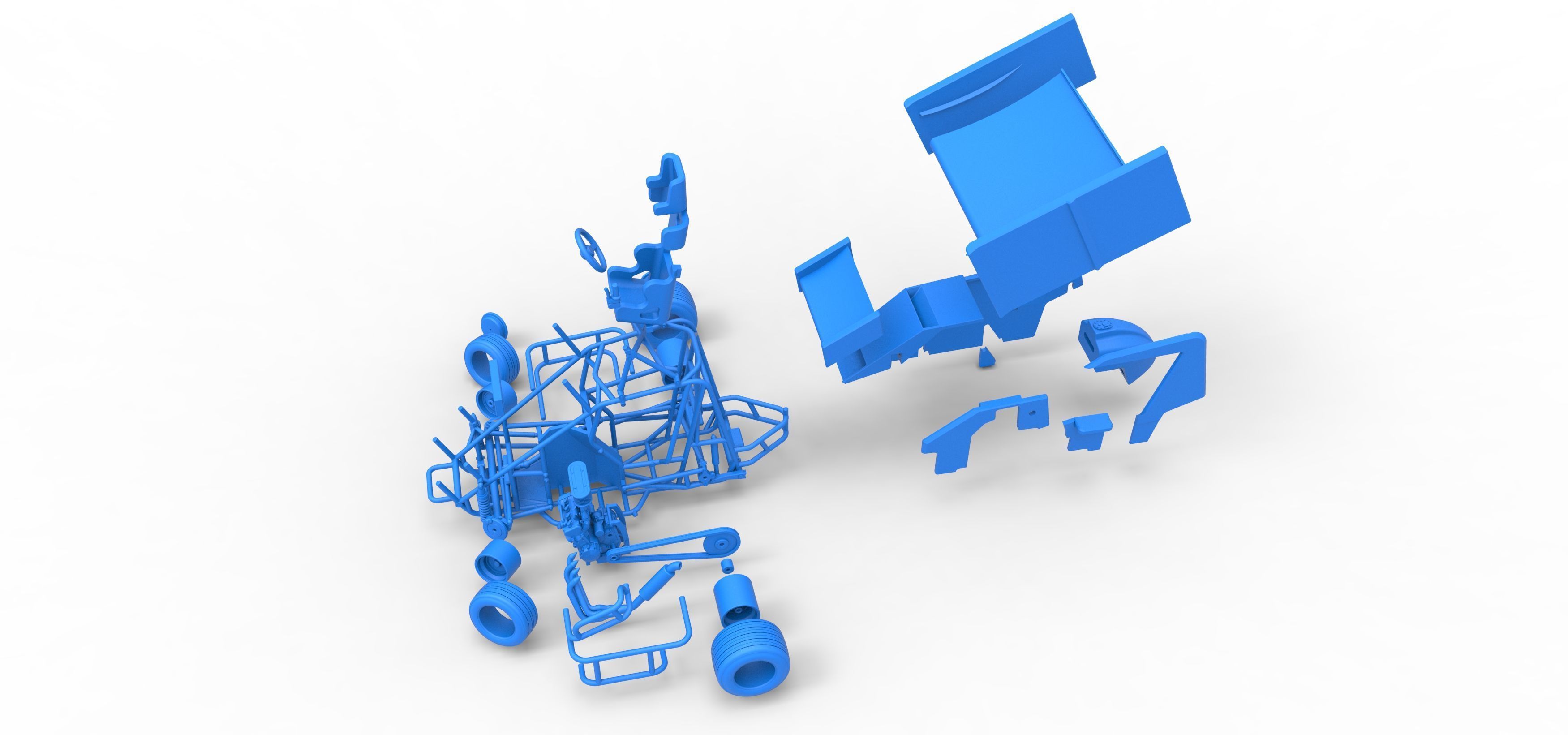 Winged 600 Micro sprint car while turning Scale 1 to 25 3D print model_57
