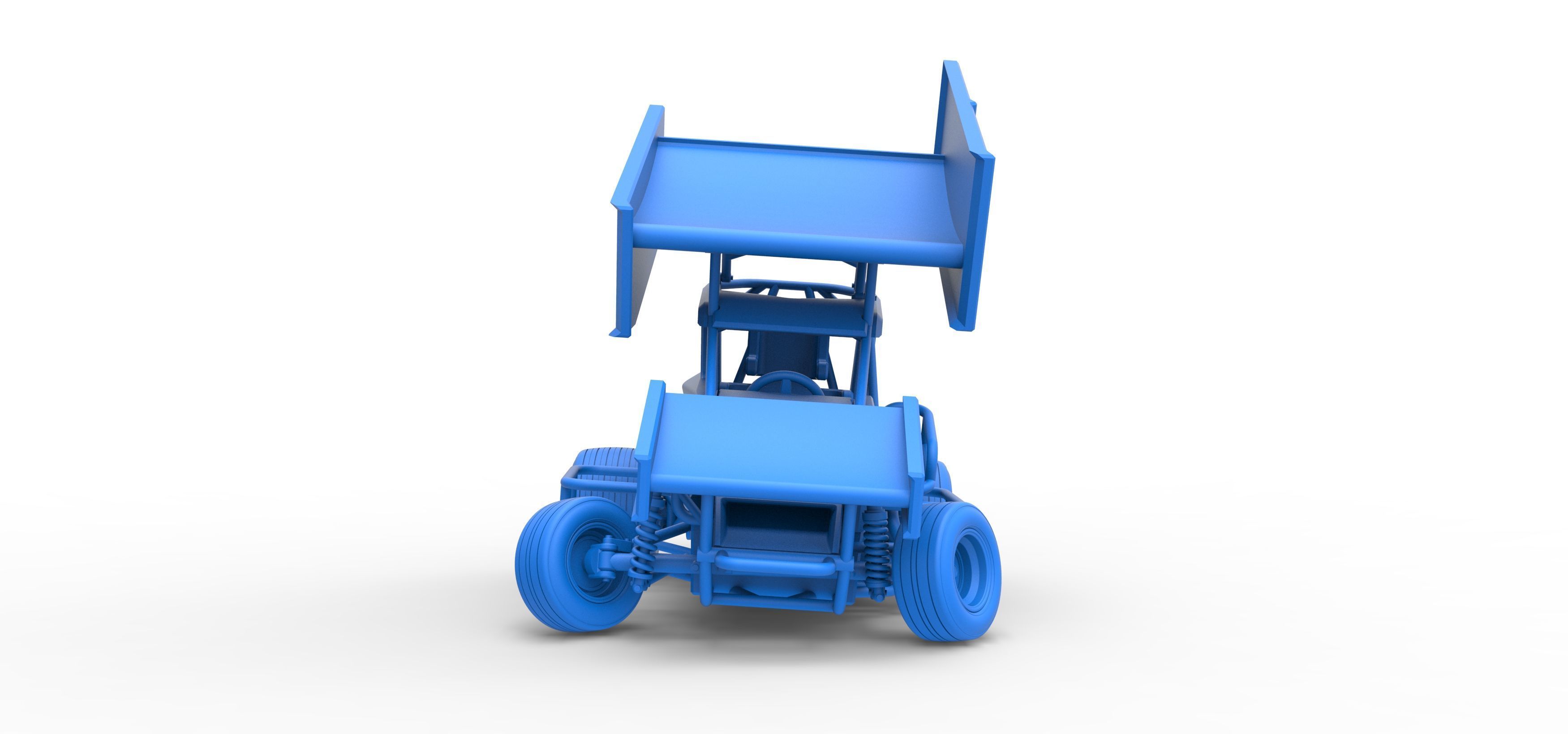 Winged 600 Micro sprint car while turning Scale 1 to 25 3D print model_35