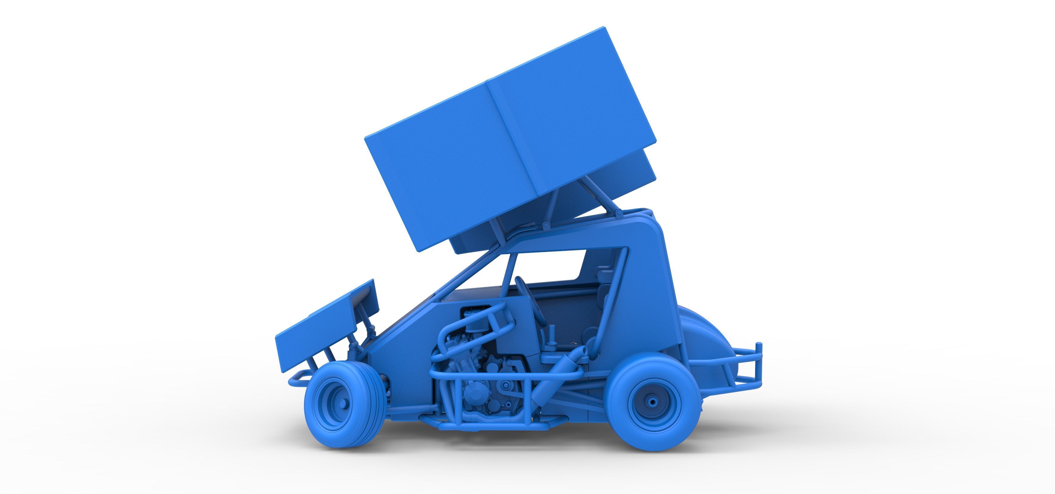 Winged 600 Micro sprint car while turning Scale 1 to 25 3D print model_37