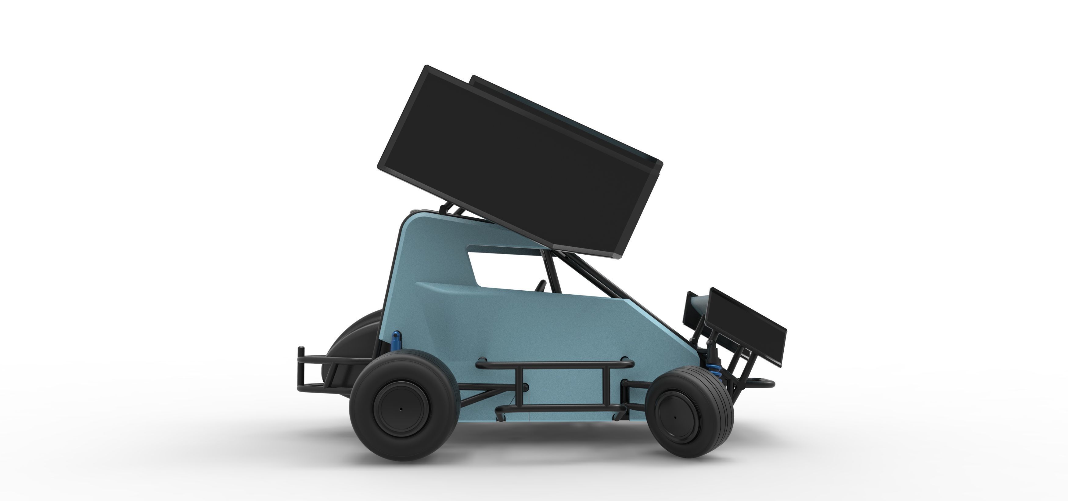 Winged 600 Micro sprint car while turning Scale 1 to 25 3D print model_22