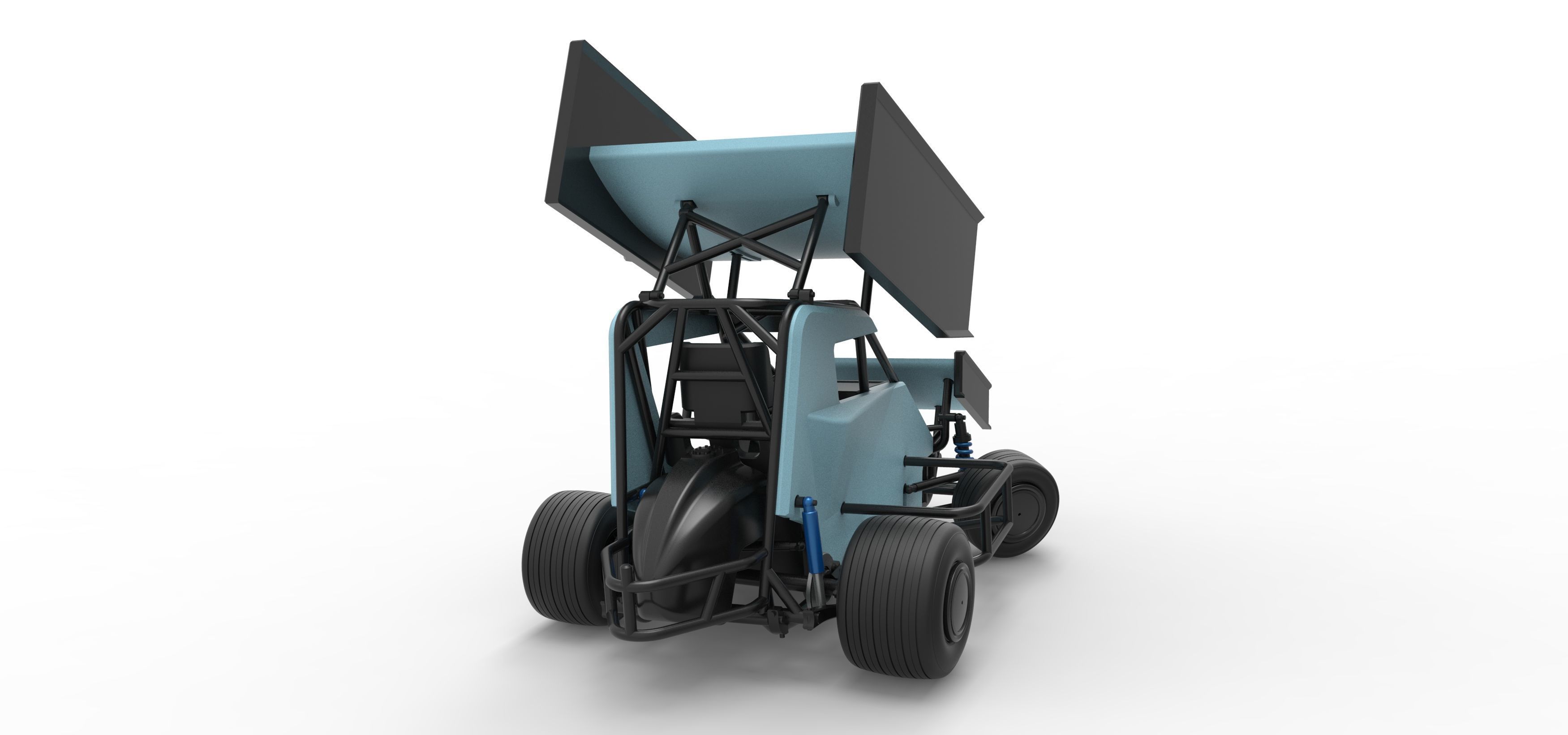 Winged 600 Micro sprint car while turning Scale 1 to 25 3D print model_18