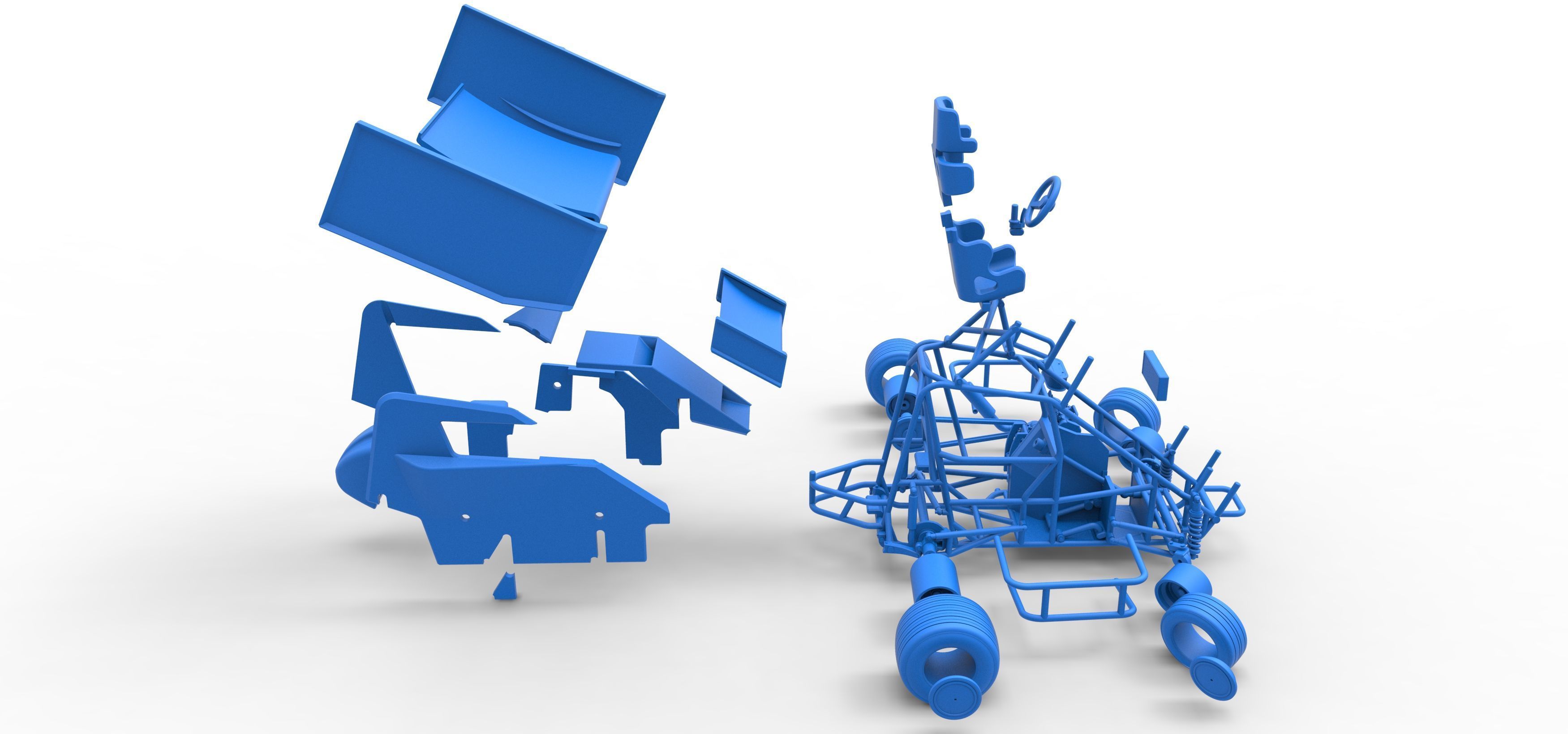 Winged 600 Micro sprint car while turning Scale 1 to 25 3D print model_65