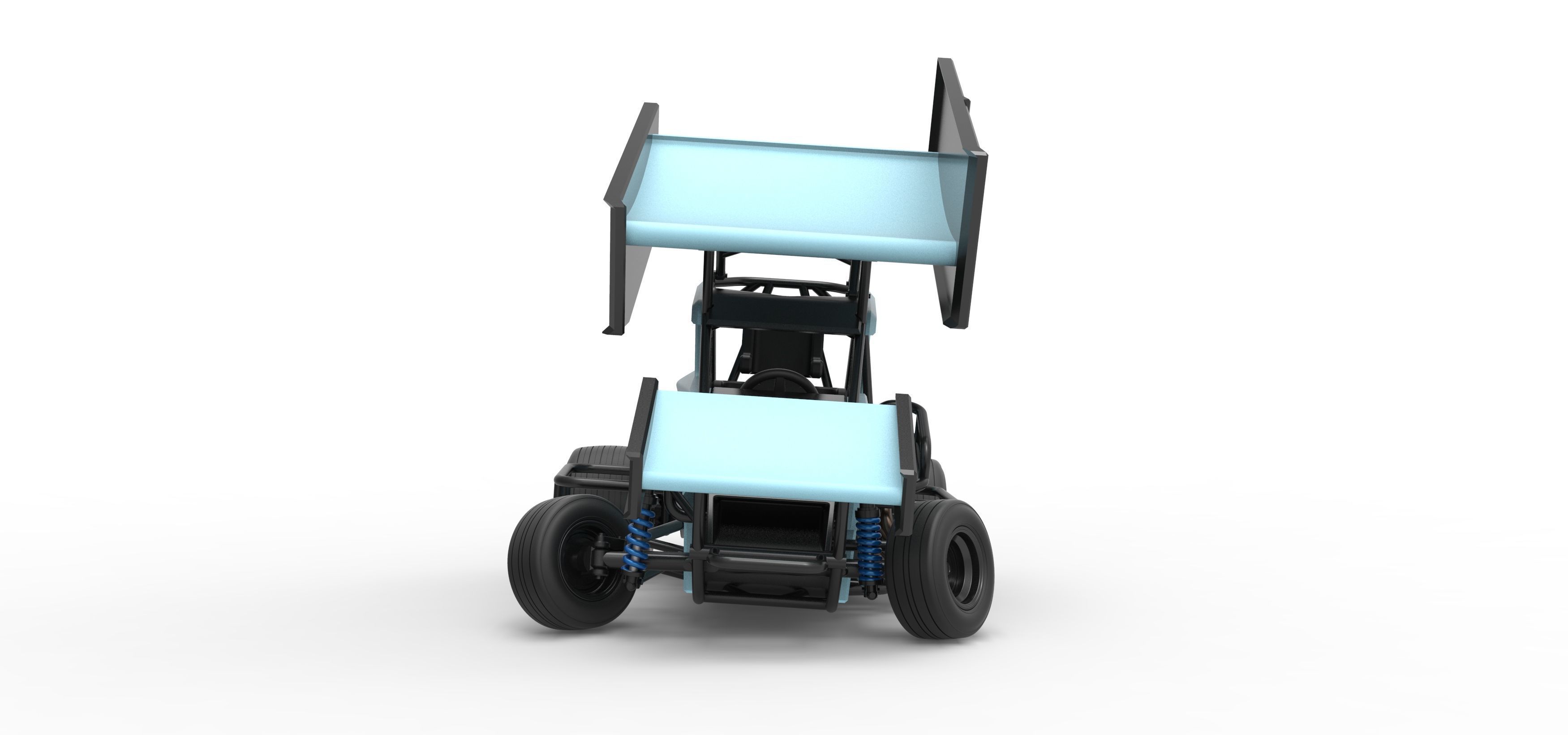 Winged 600 Micro sprint car while turning Scale 1 to 25 3D print model_7