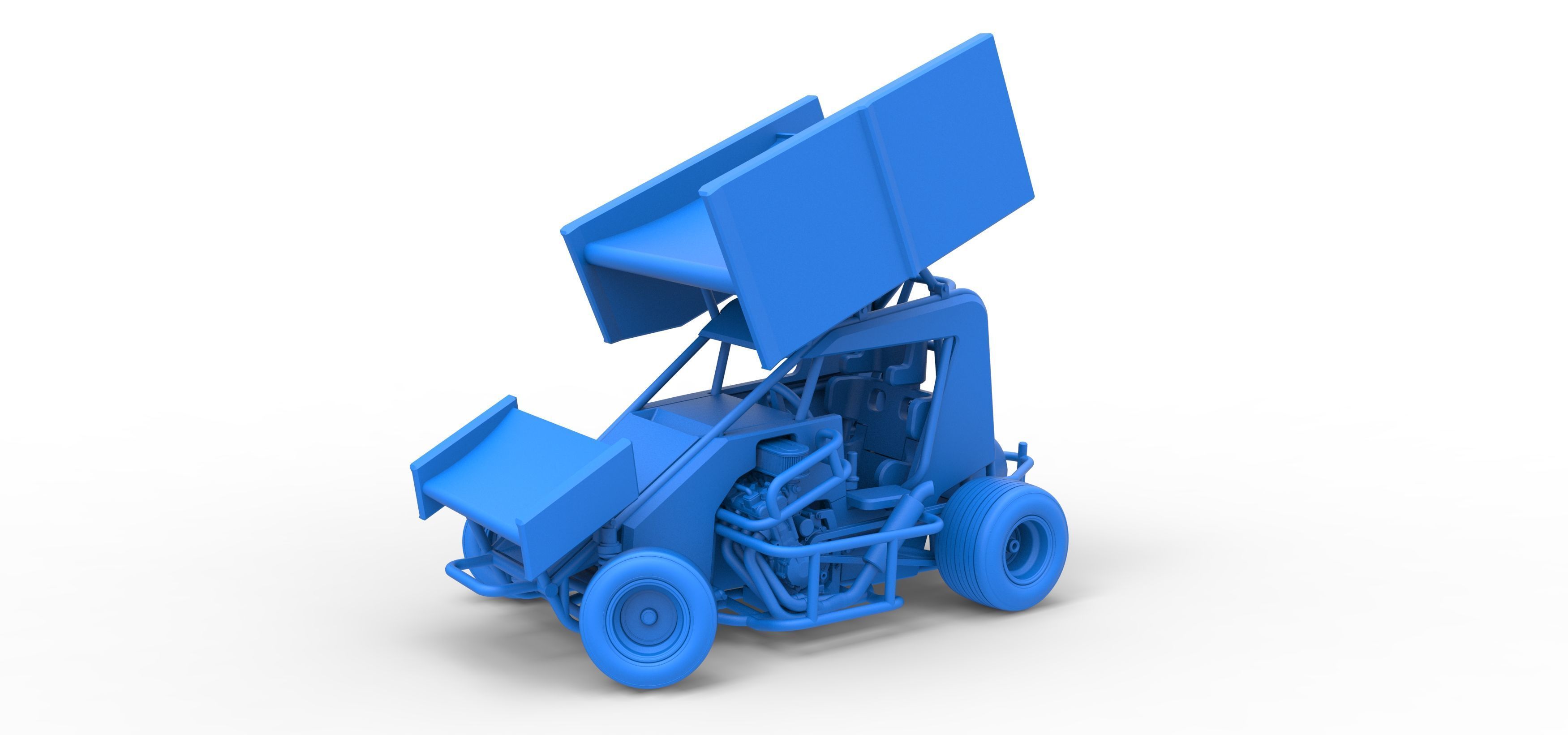 Winged 600 Micro sprint car while turning Scale 1 to 25 3D print model_29