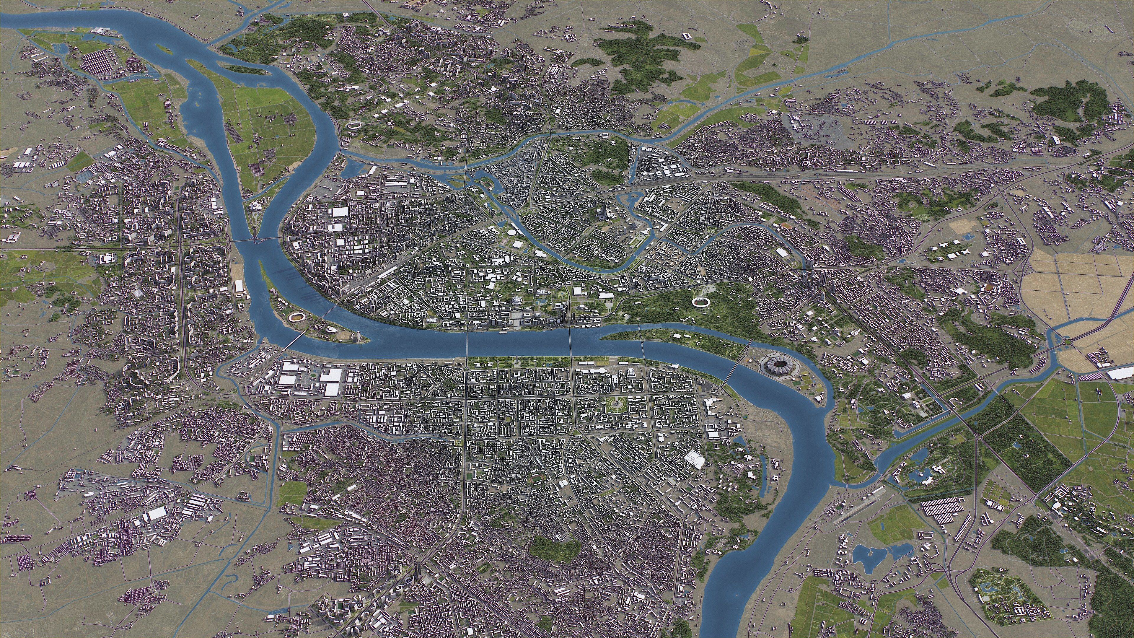 Pyongyang - 3D City Topography Terrain 3D Model Collection_5