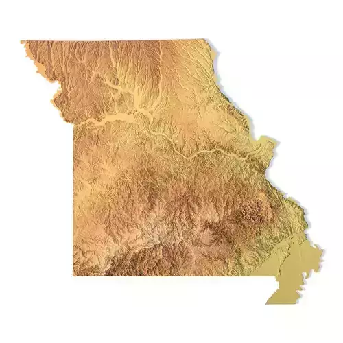 Missouri Topographic Map STL Model 3D print model