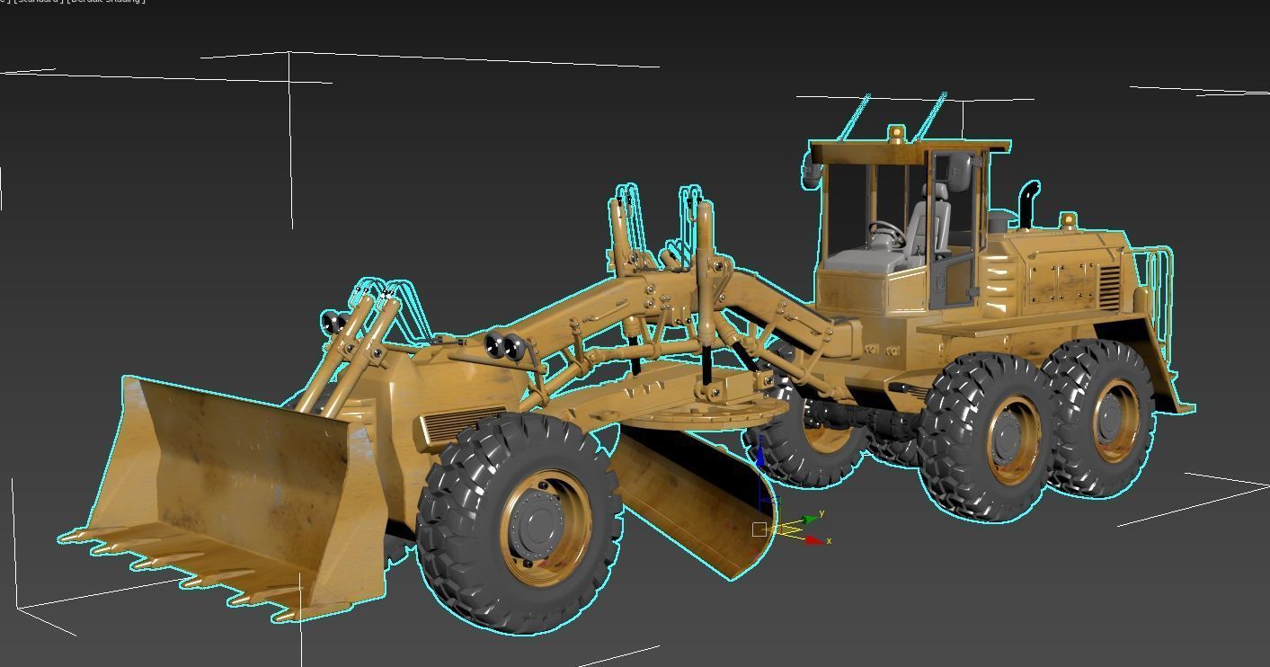 Motor Grader 3D model_7