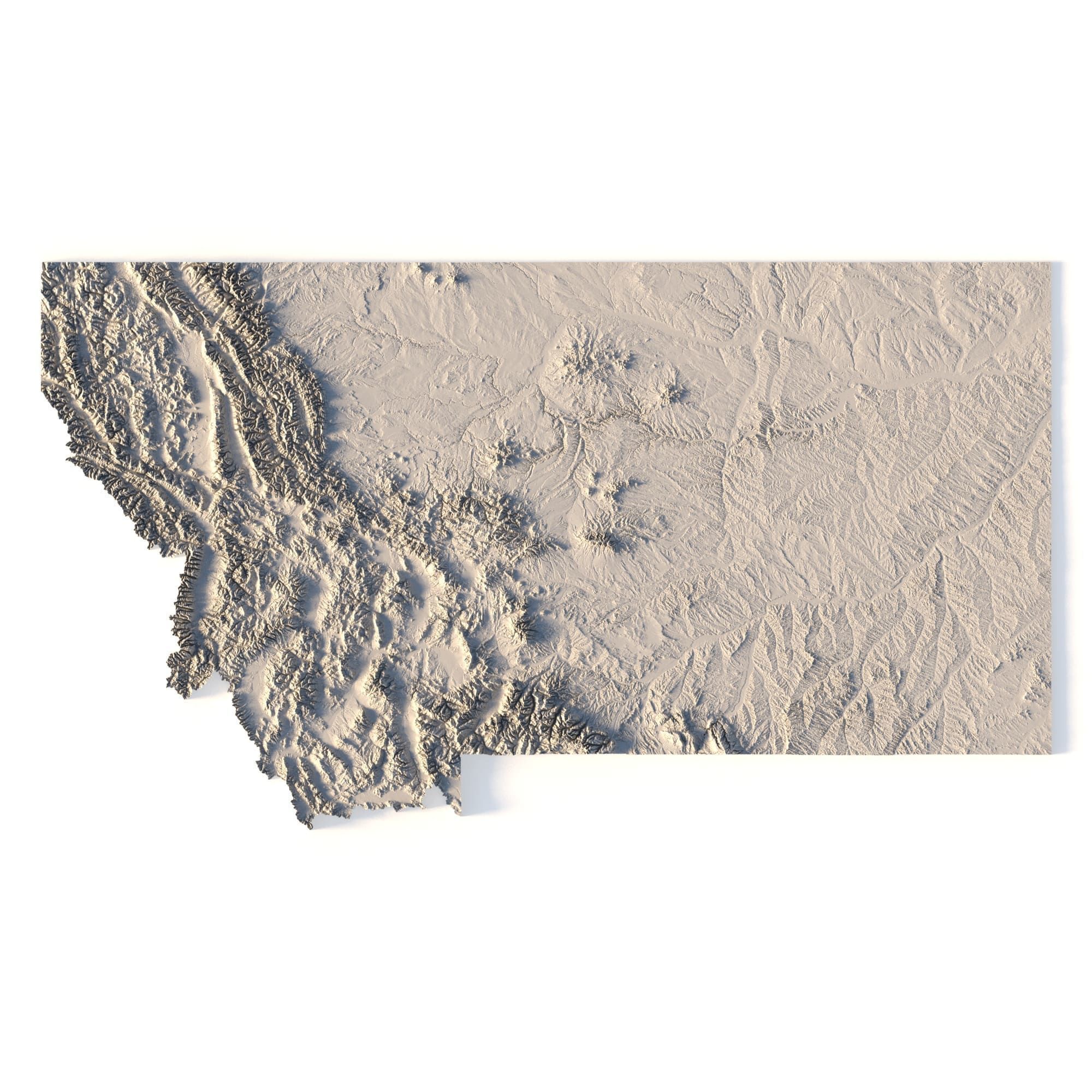 Montana Topographic Map STL Model 3D print model_1