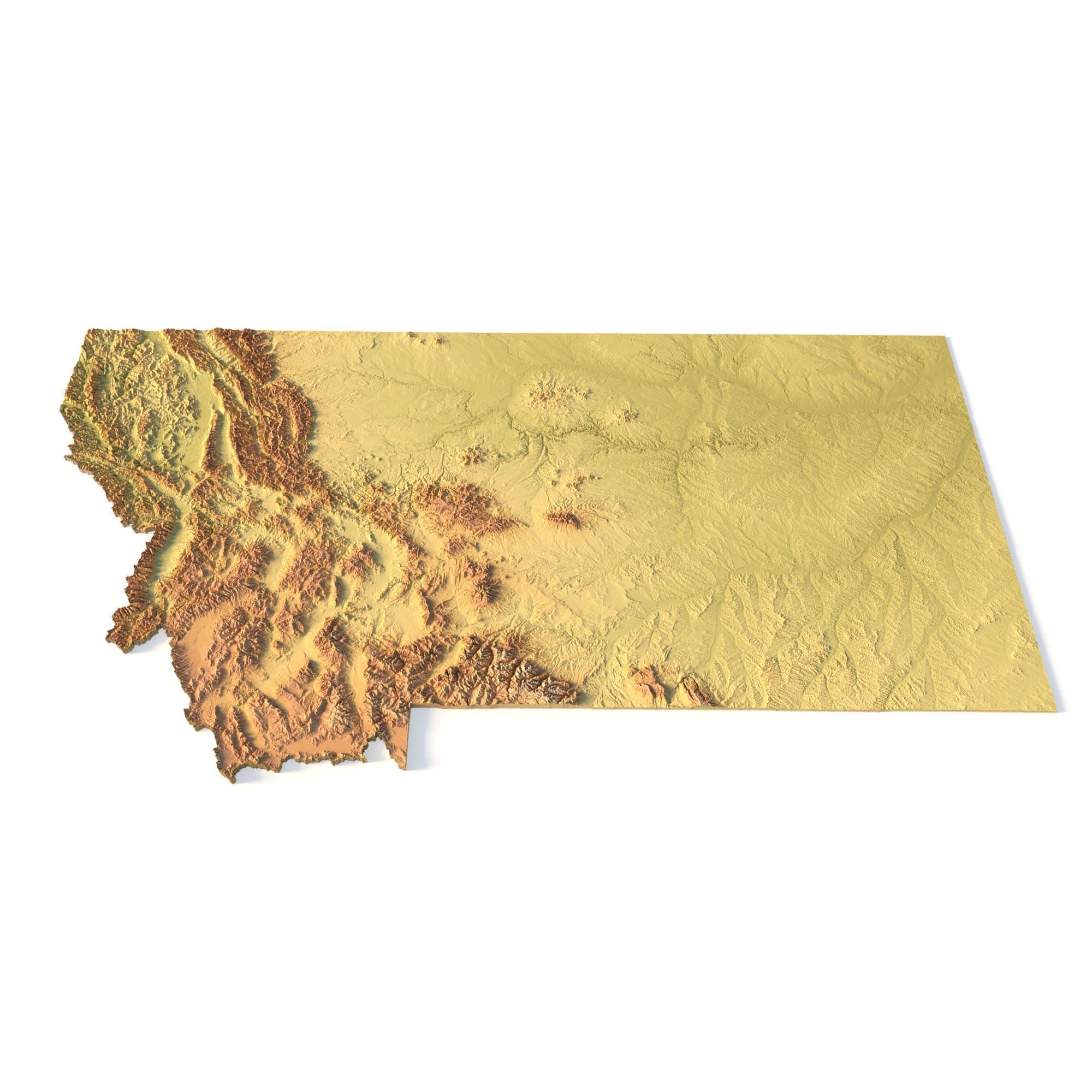 Montana Topographic Map STL Model 3D print model_4