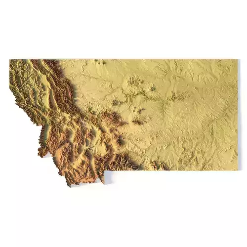 Montana Topographic Map STL Model 3D print model