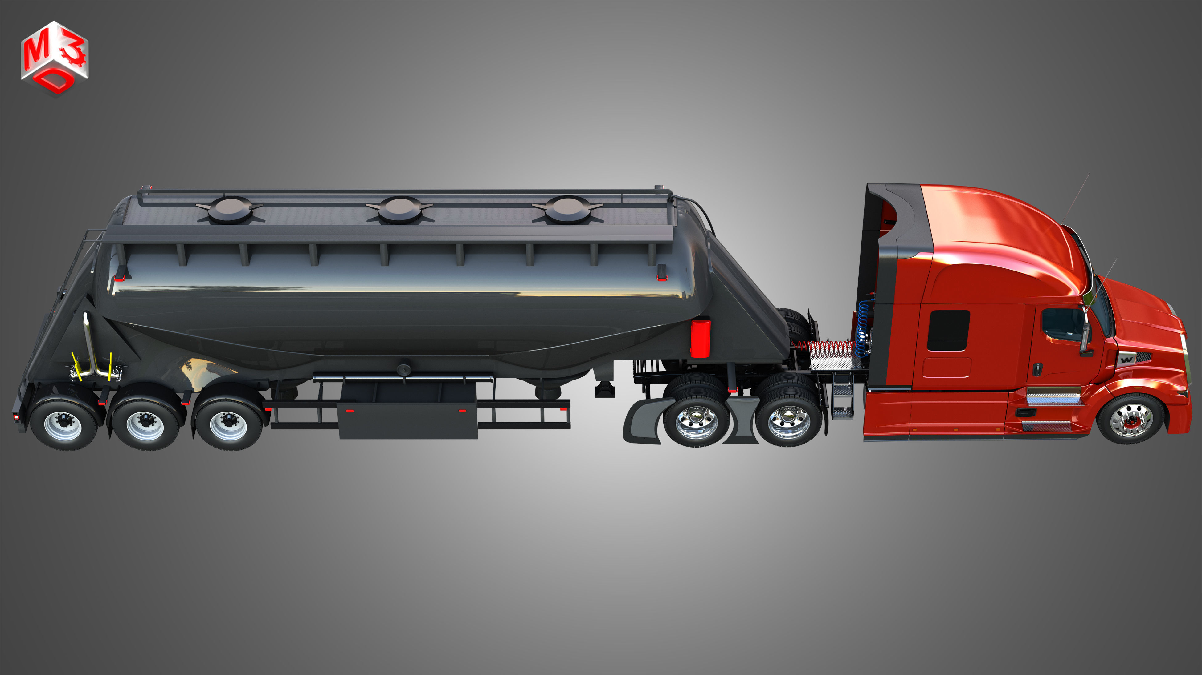 57X Truck with Silo Trailer 3D model_7