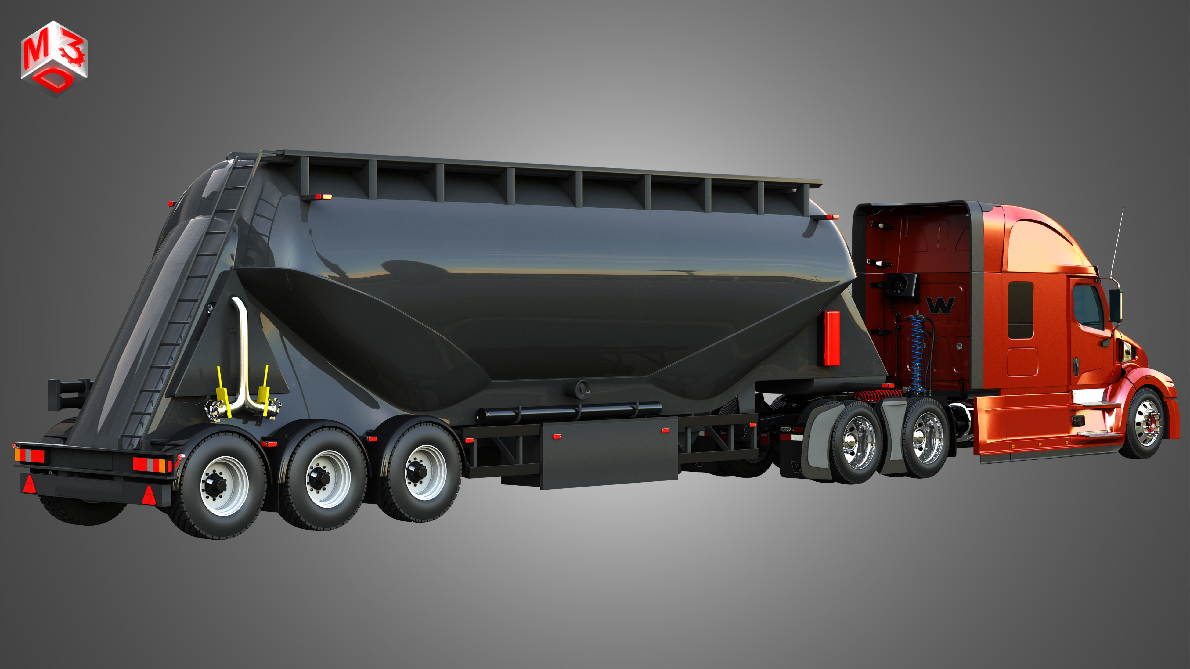 57X Truck with Silo Trailer 3D model_1