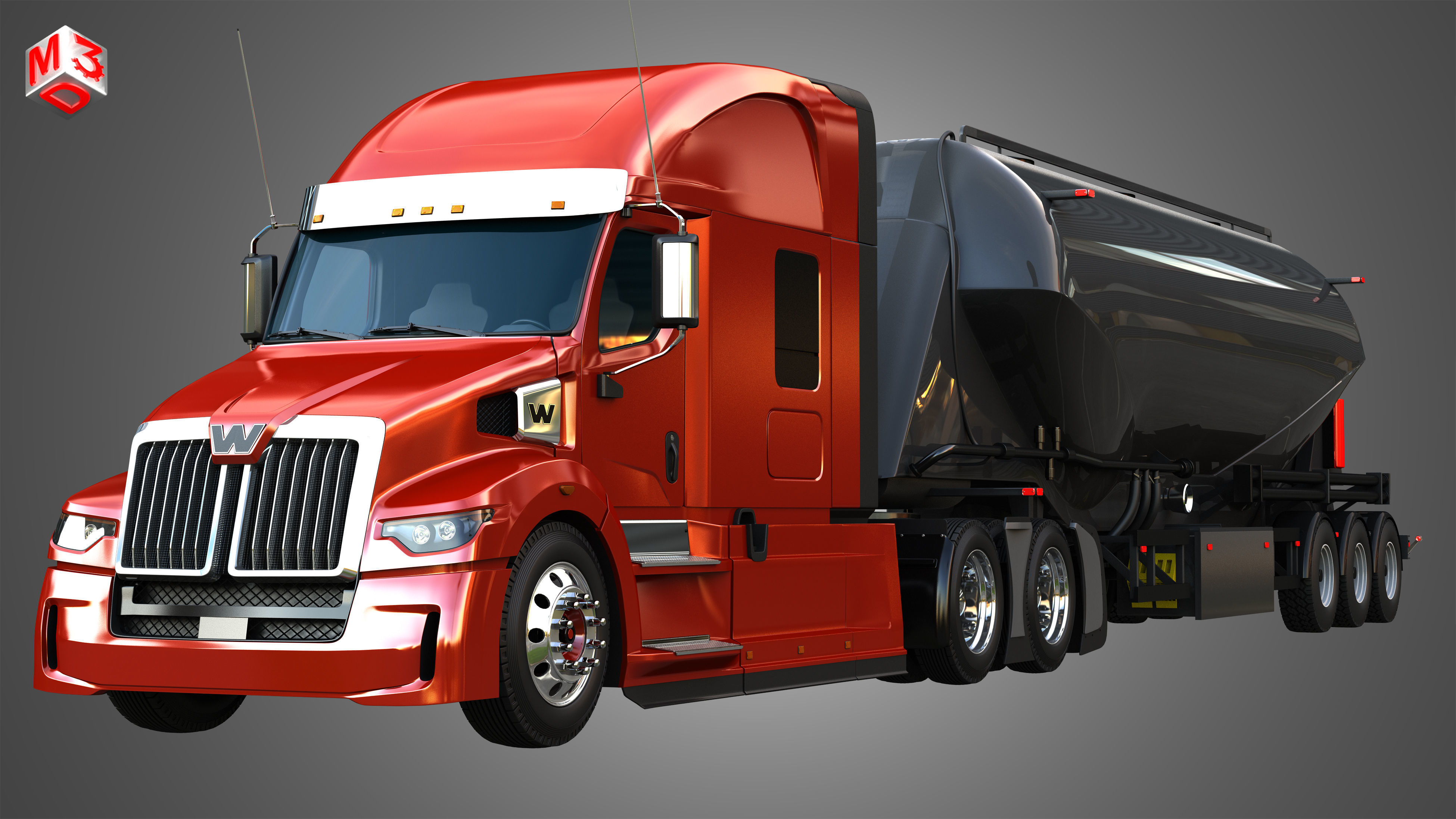 57X Truck with Silo Trailer 3D model_8