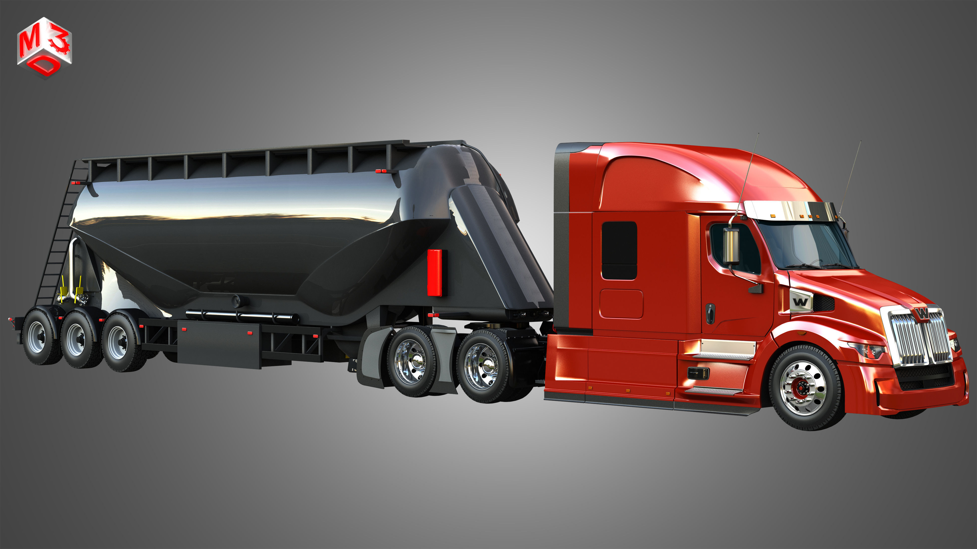 57X Truck with Silo Trailer 3D model_2