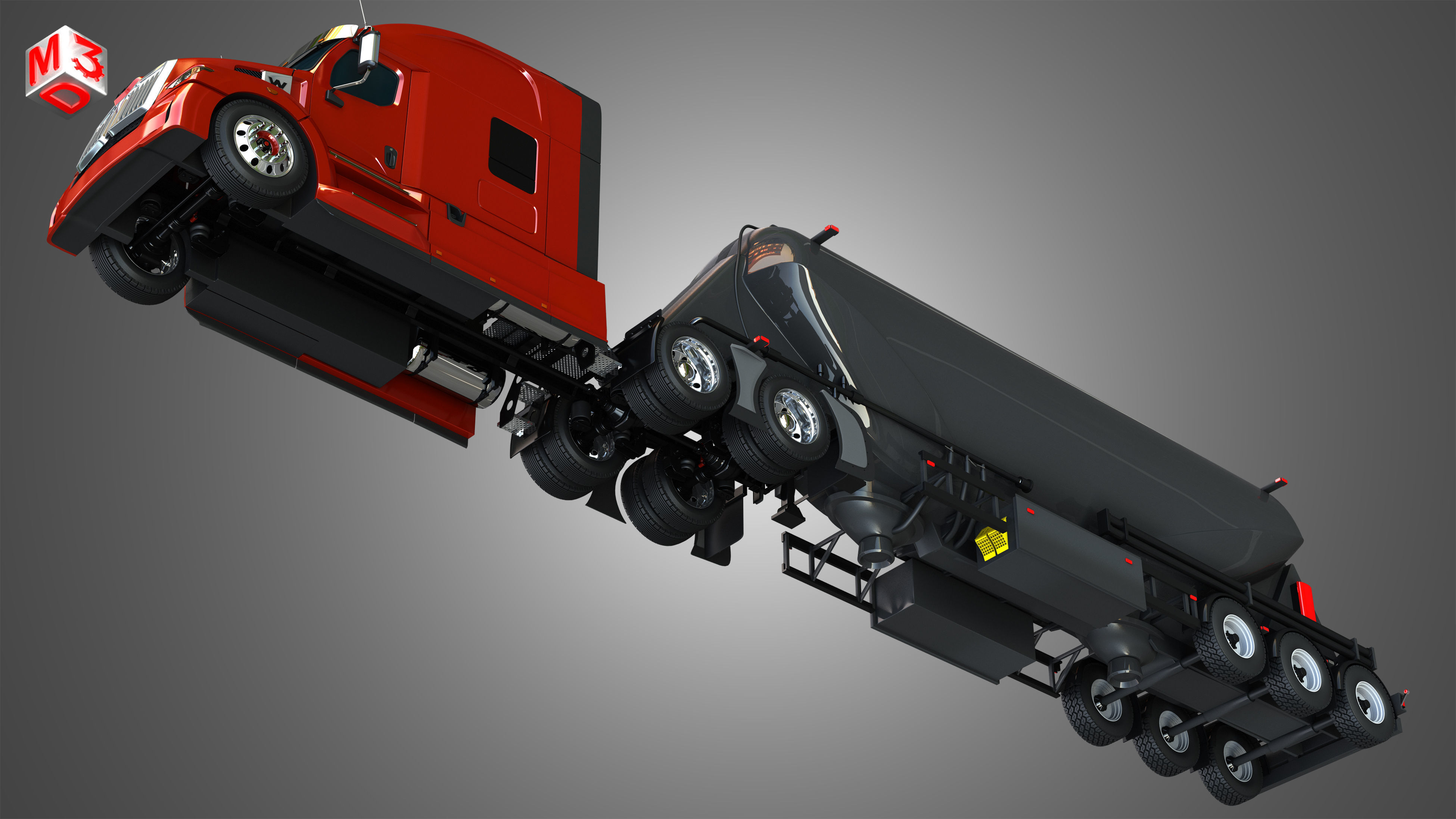 57X Truck with Silo Trailer 3D model_14