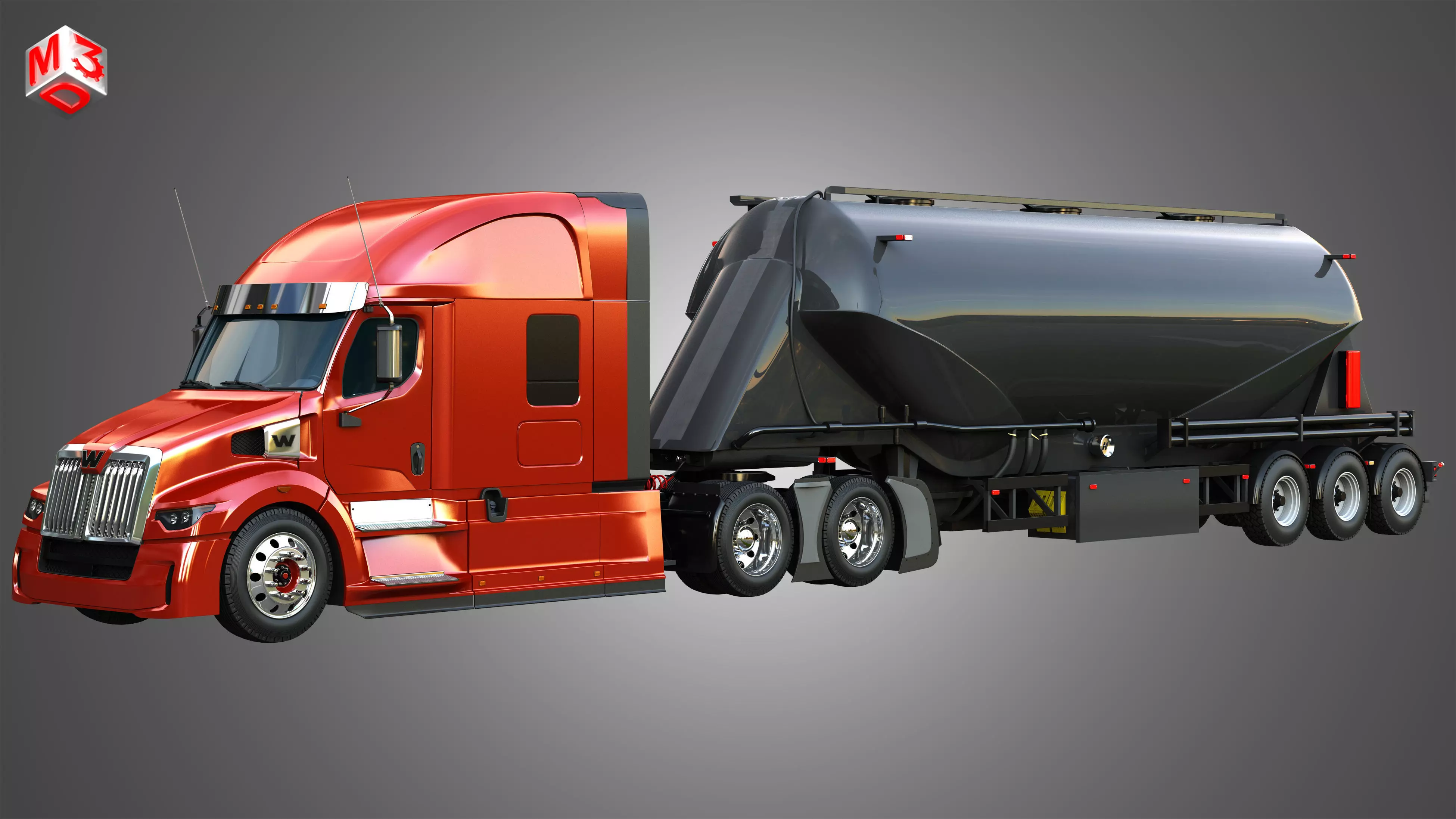 57X Truck with Silo Trailer 3D model_0
