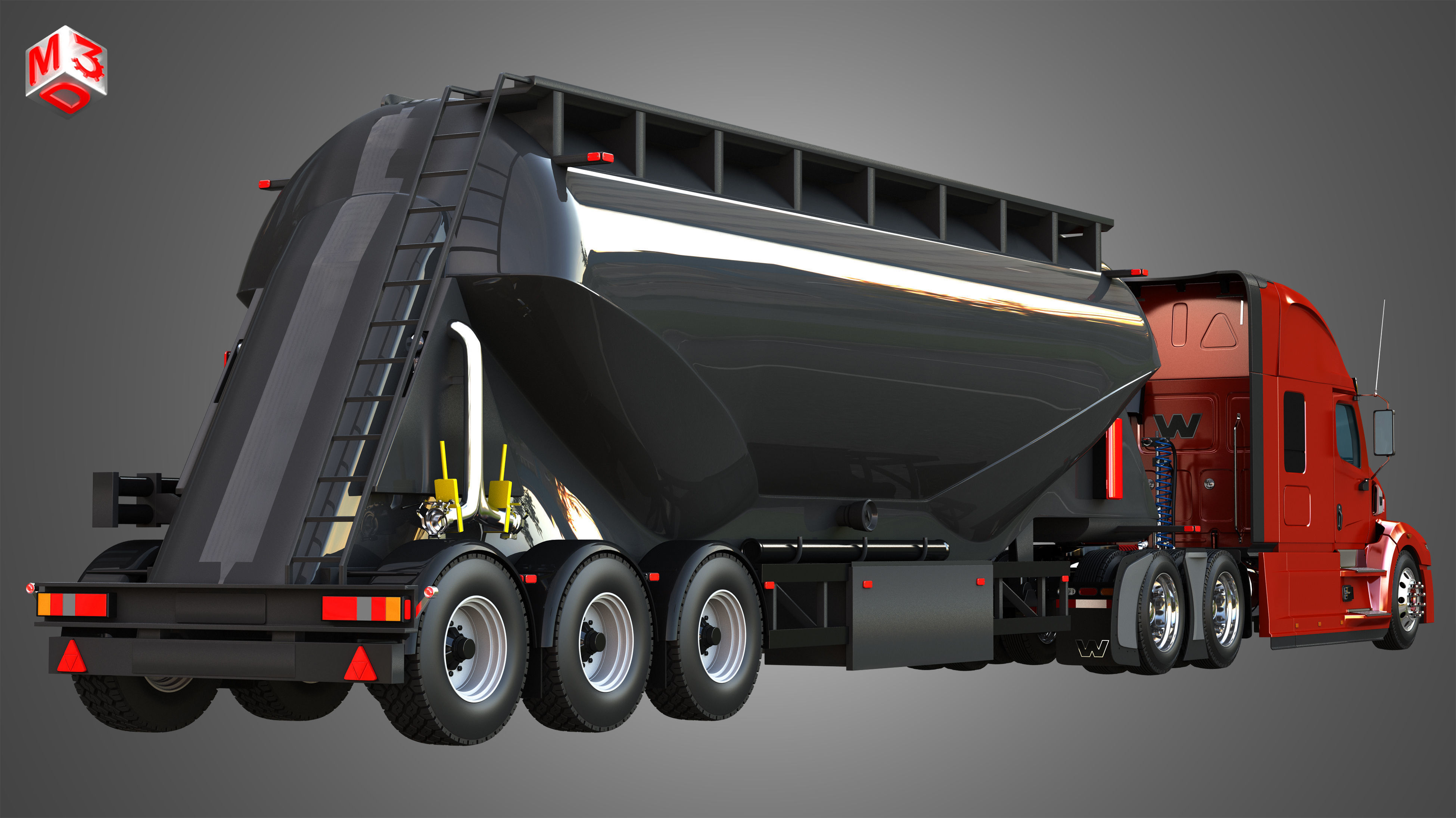 57X Truck with Silo Trailer 3D model_9