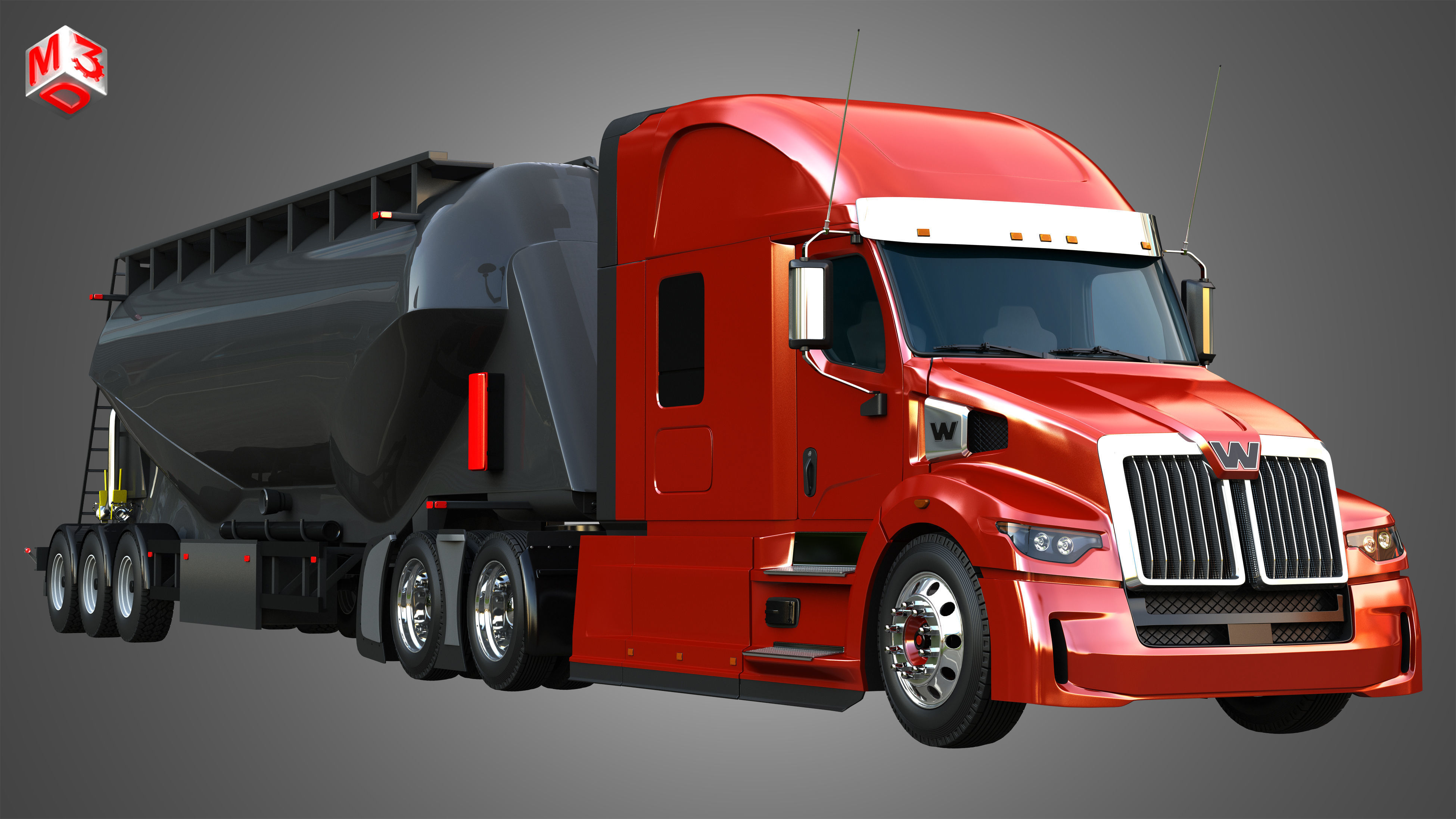 57X Truck with Silo Trailer 3D model_10