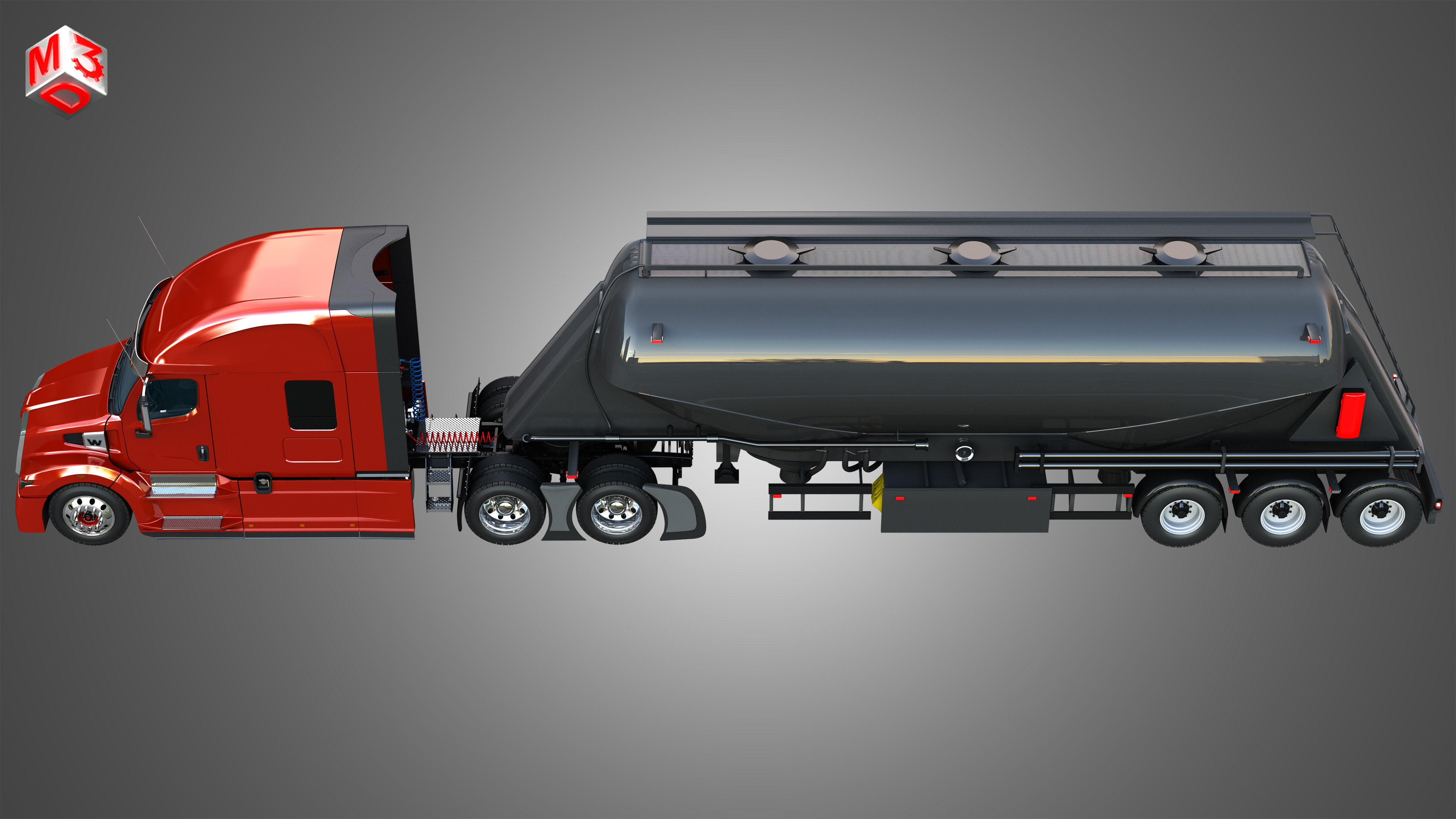 57X Truck with Silo Trailer 3D model_6