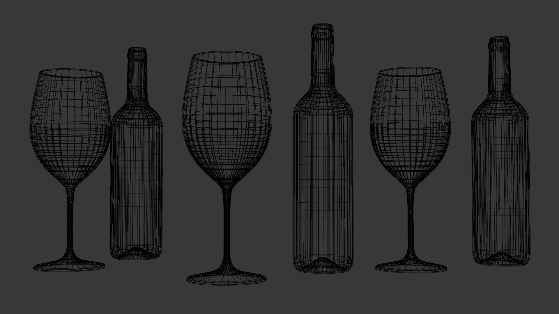 Game Ready Wine Bottles and Glasses  Low-poly 3D model_18