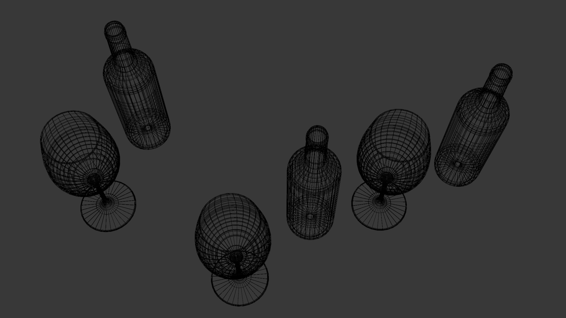 Game Ready Wine Bottles and Glasses  Low-poly 3D model_19