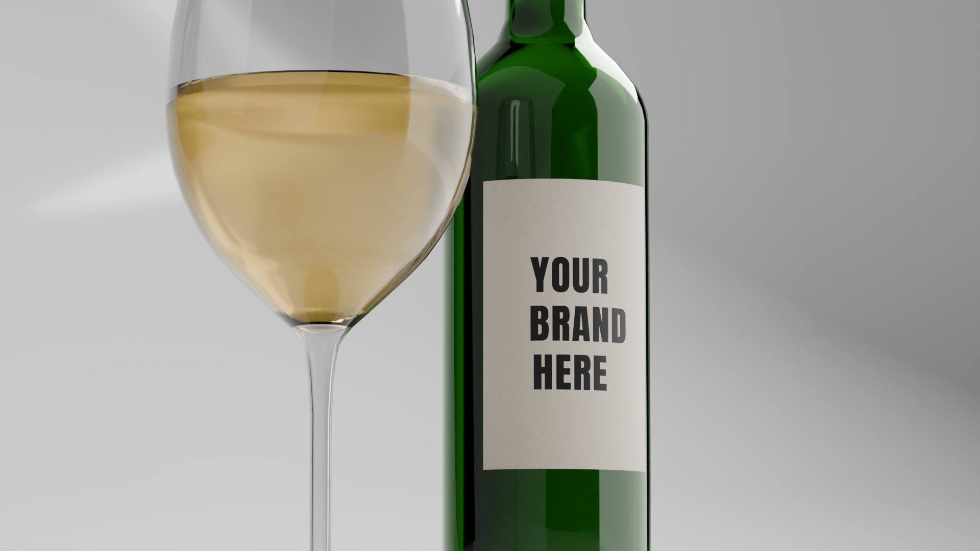 Game Ready Wine Bottles and Glasses  Low-poly 3D model_12