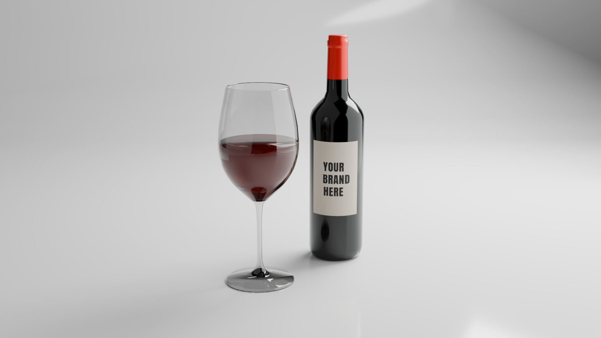 Game Ready Wine Bottles and Glasses  Low-poly 3D model_3