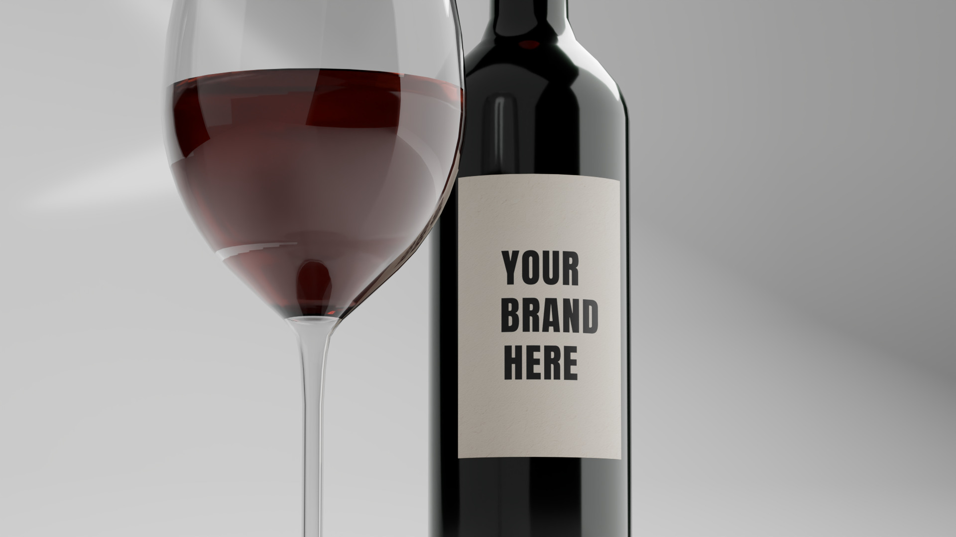 Game Ready Wine Bottles and Glasses  Low-poly 3D model_4