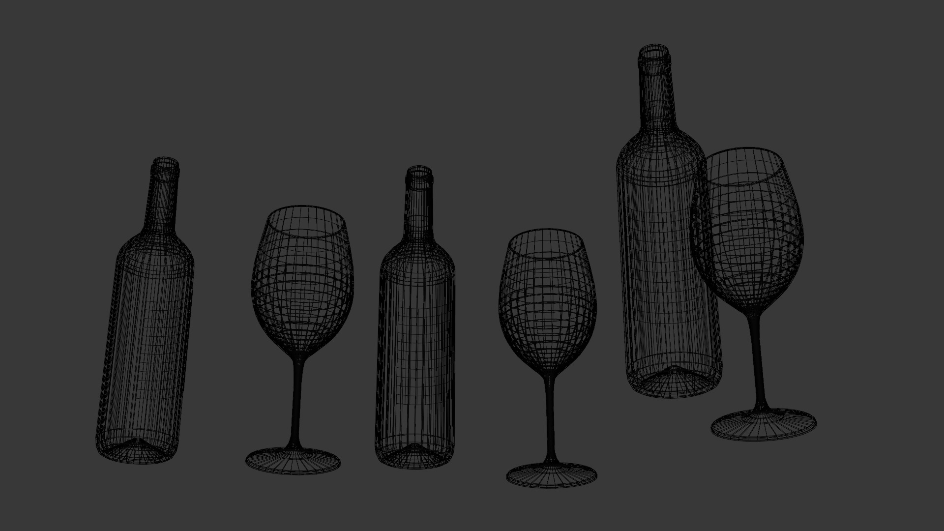 Game Ready Wine Bottles and Glasses  Low-poly 3D model_20