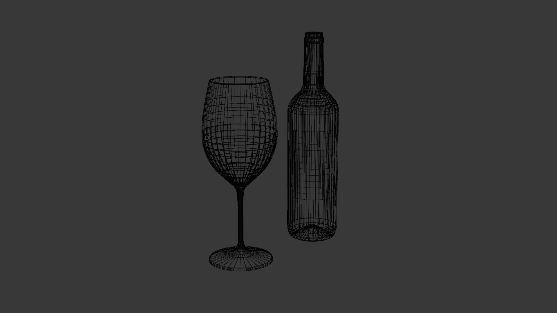 Game Ready Wine Bottles and Glasses  Low-poly 3D model_17