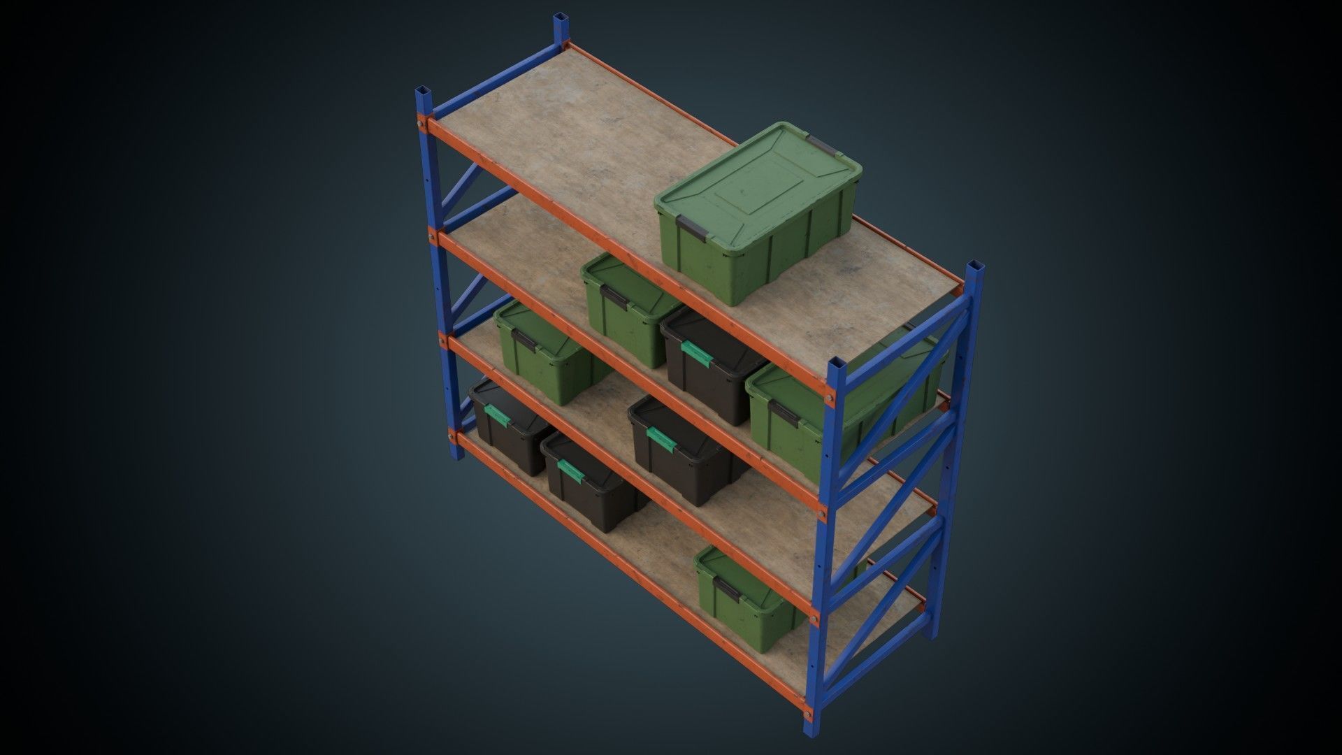 Shelf And Storage Box 1B Low-poly 3D model_1