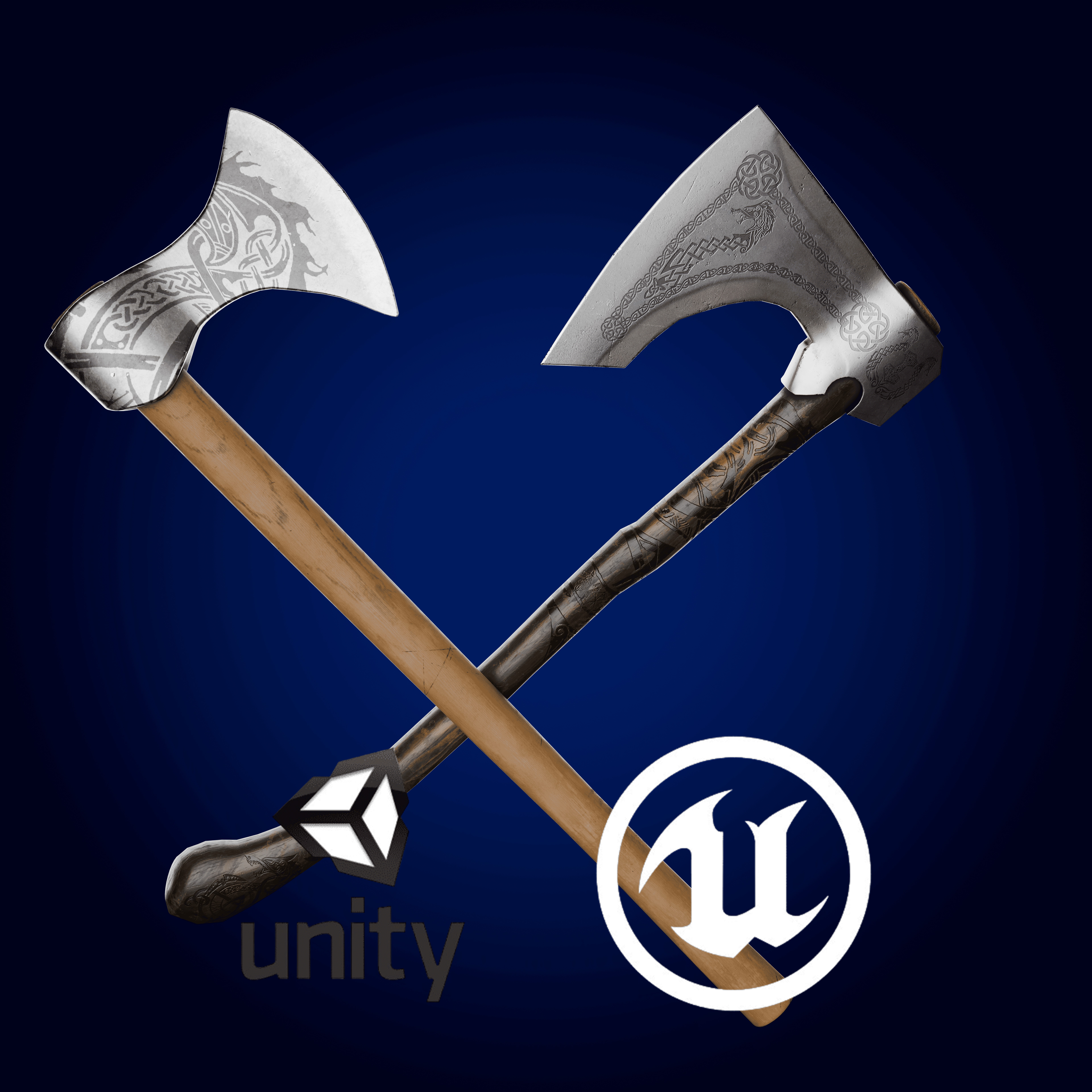 One Handed Viking Axes Free low-poly 3D model