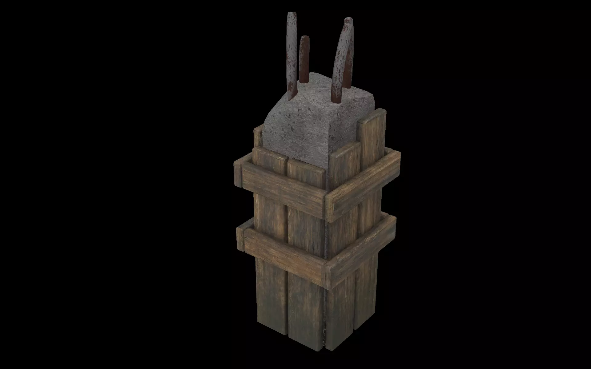 broken concrete pillar 3D model_0