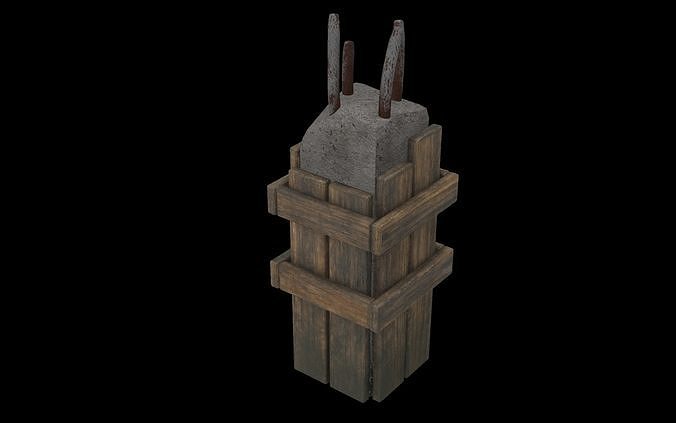broken concrete pillar 3D model