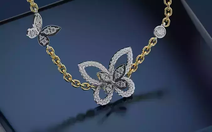 Graff Double Butterfly Silhouette Diamond Pendant