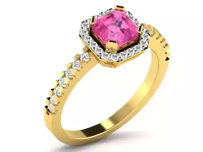 Light Weight Yellow Gold Diamond Ring DR-5950