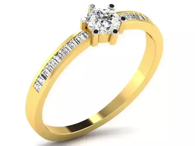 Light Weight Yellow Gold Diamond Ring DR-5951 3D print model